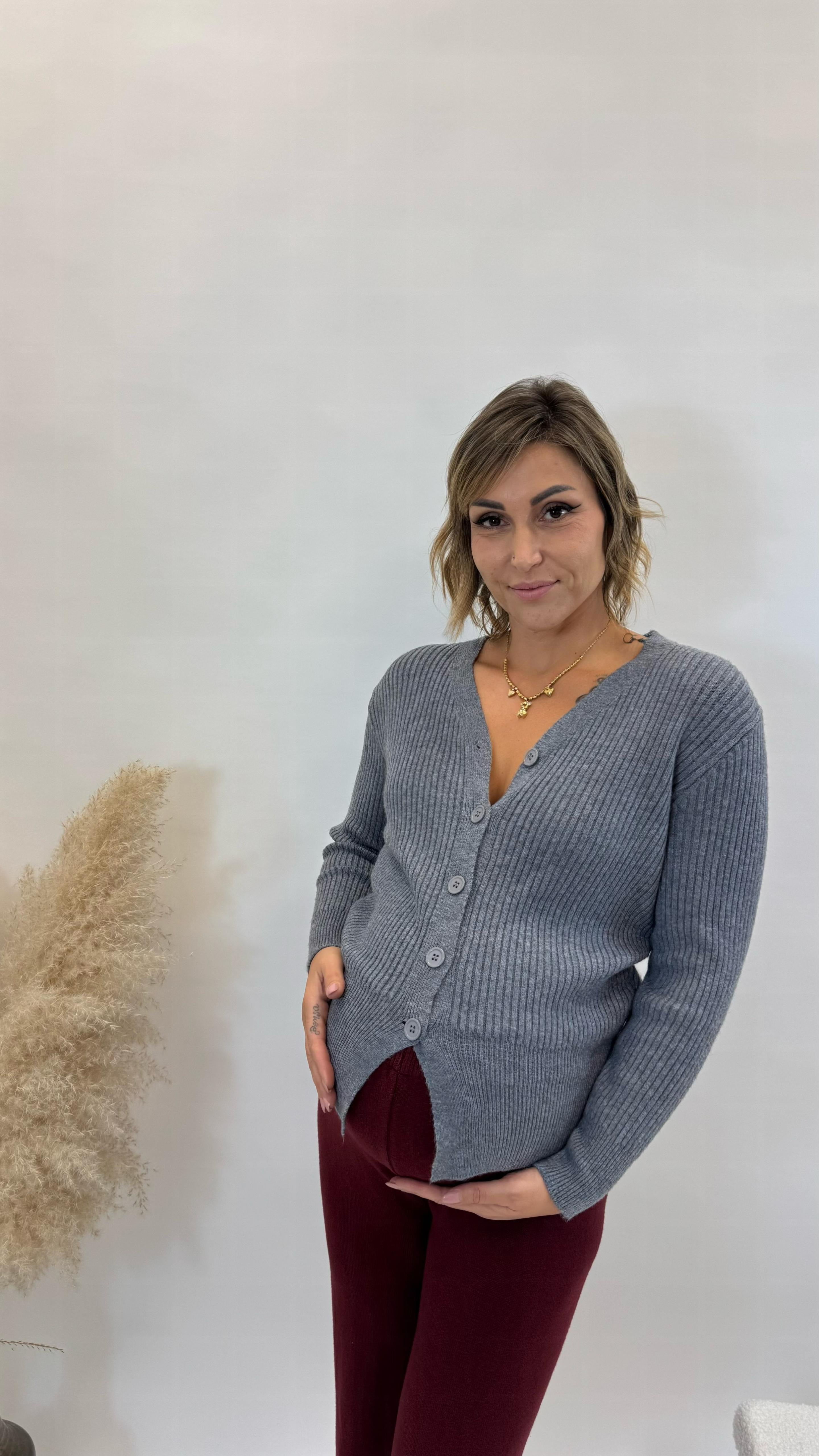 Cardigan Pull Grigio Perla
