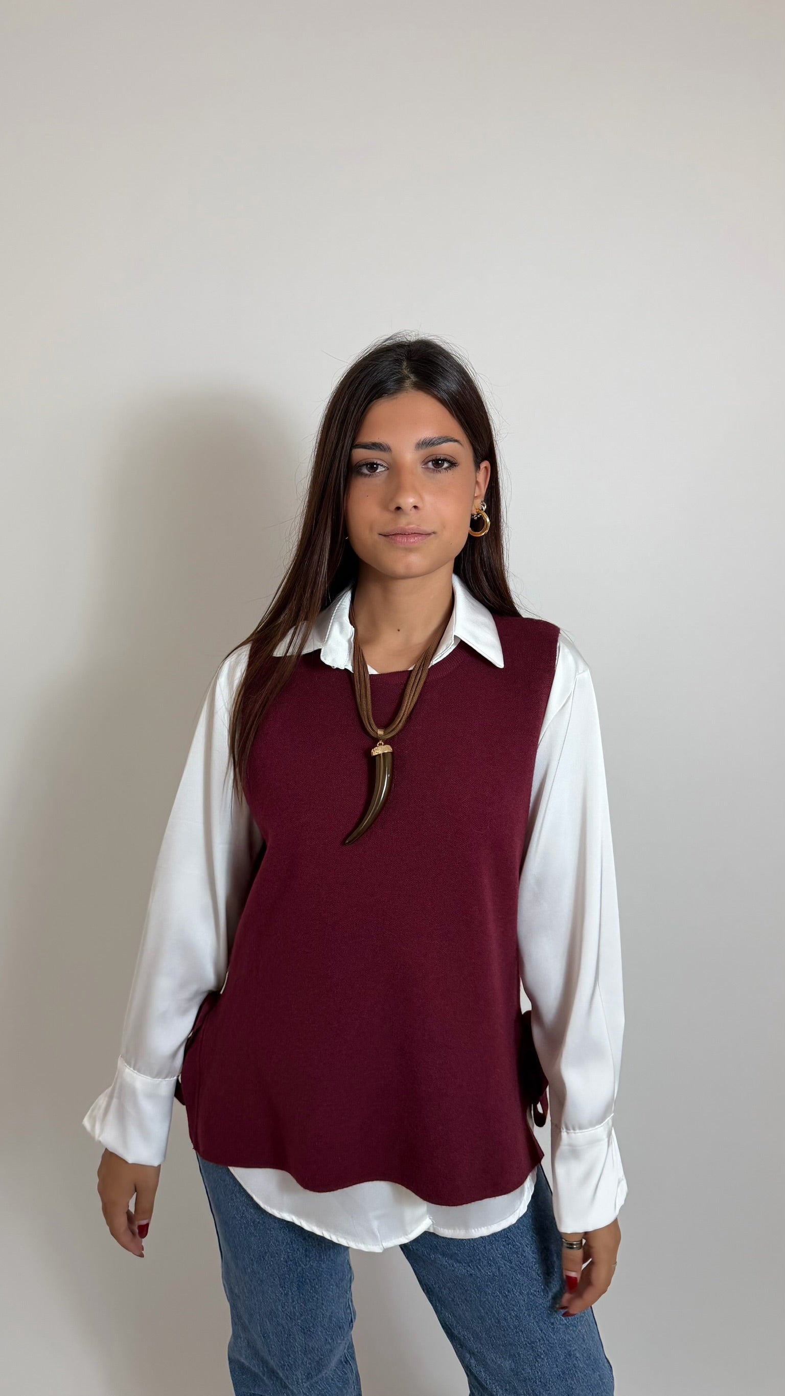 Gilet Side Bow Rosso India