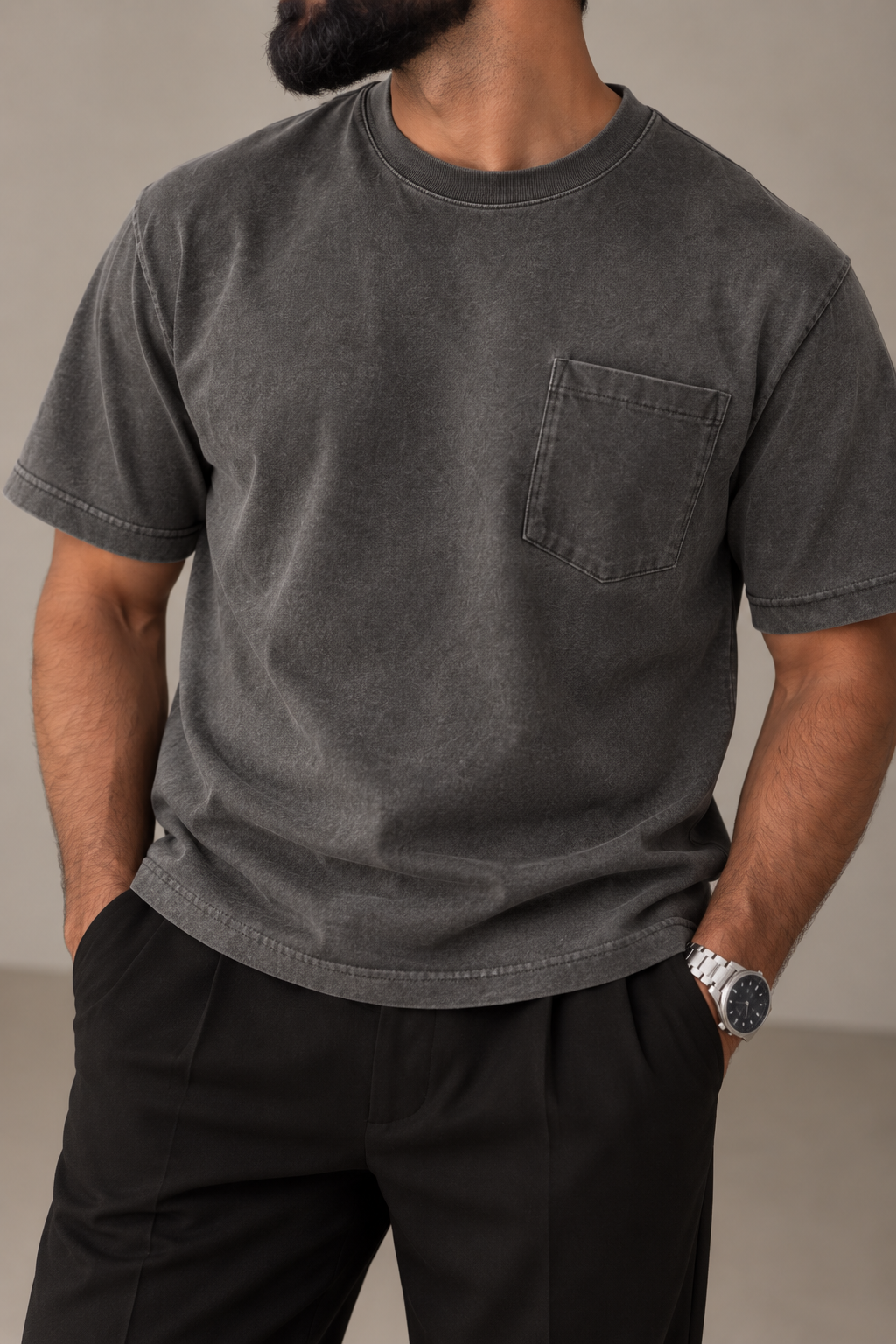 T-shirt Pocket Grigio Piombo