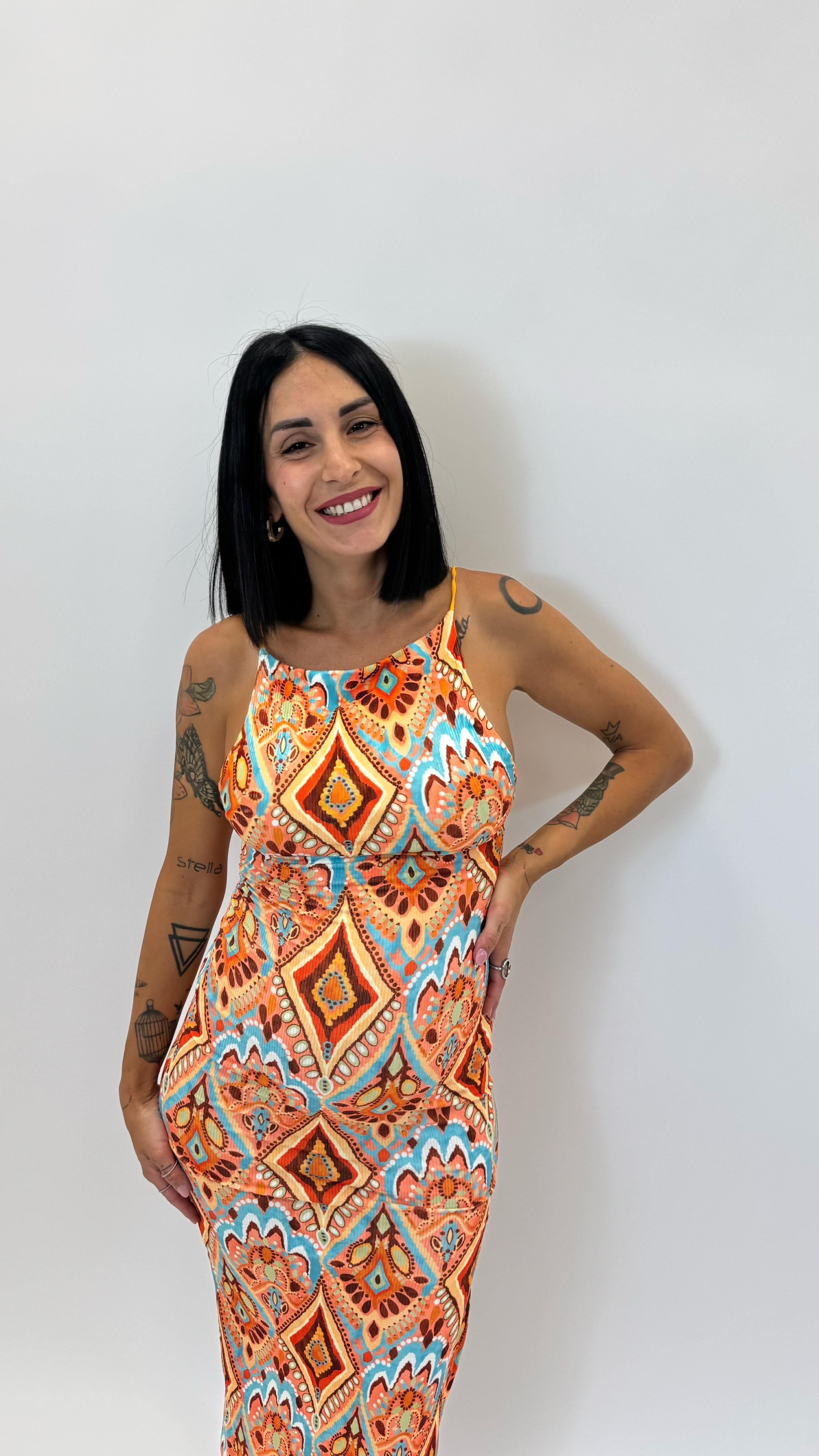 Abito Boho Stampa Orange