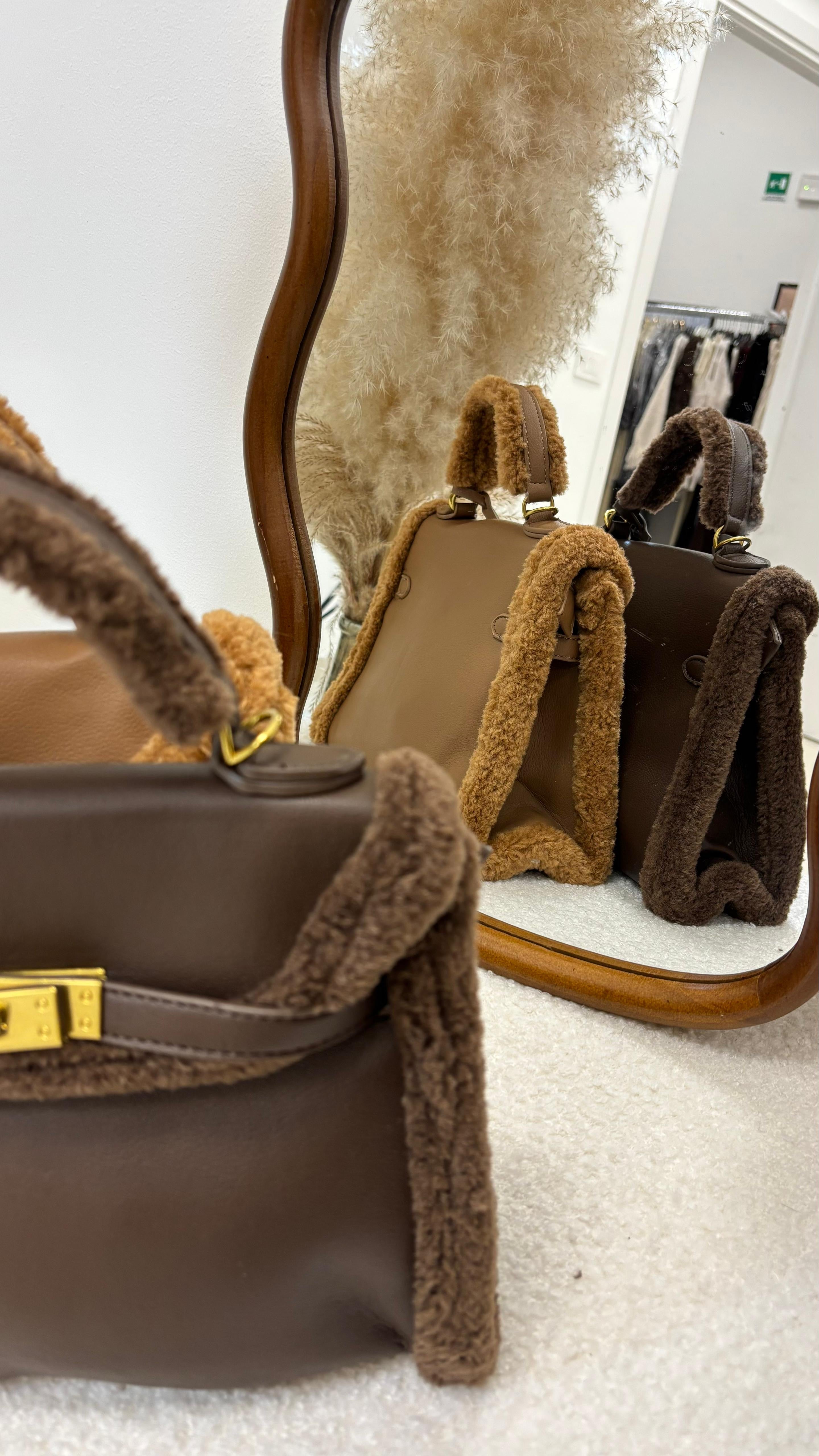 Mini Kelly Bag Ecofur Camel