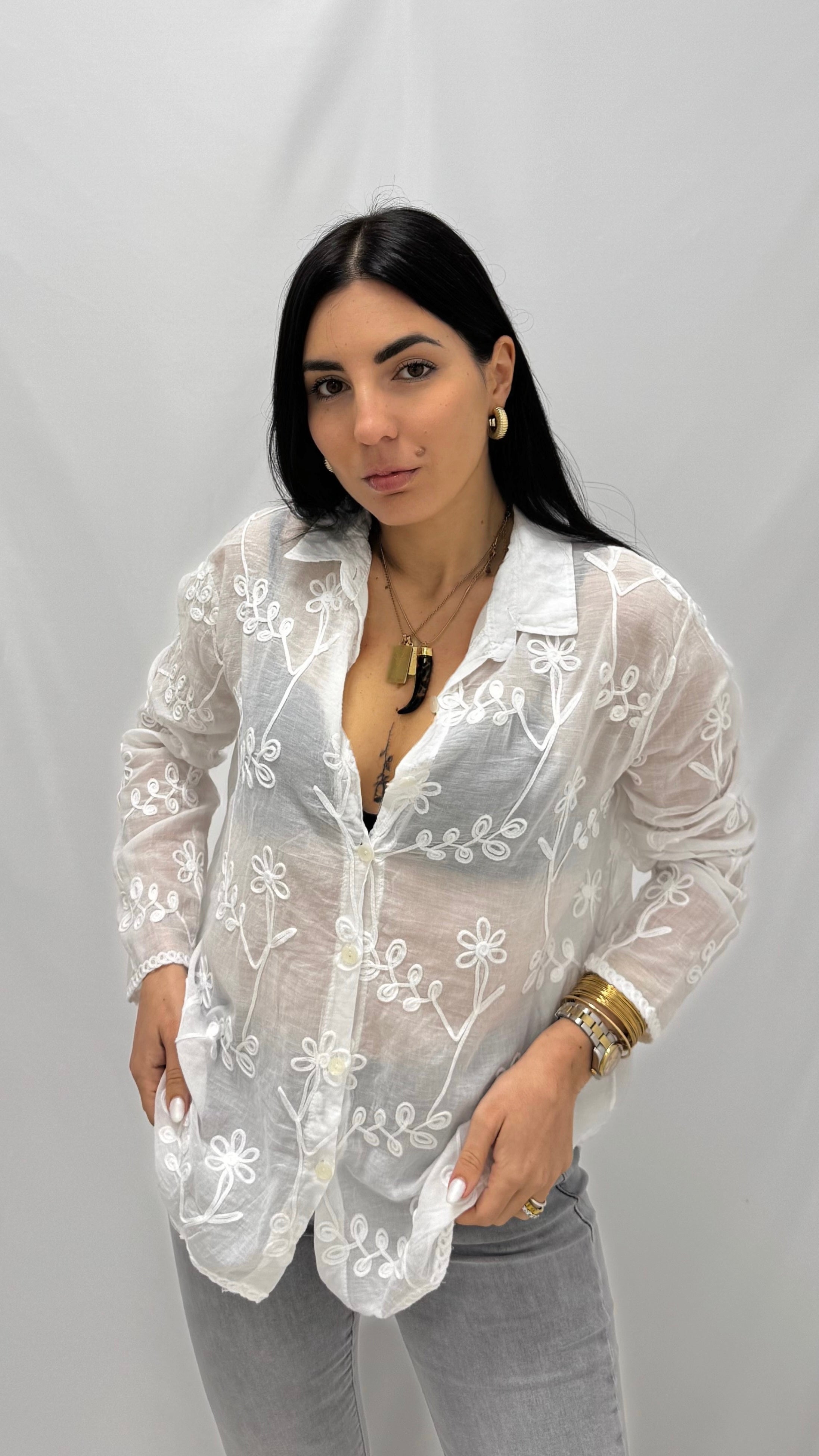 Blusa Ricamata Bianca