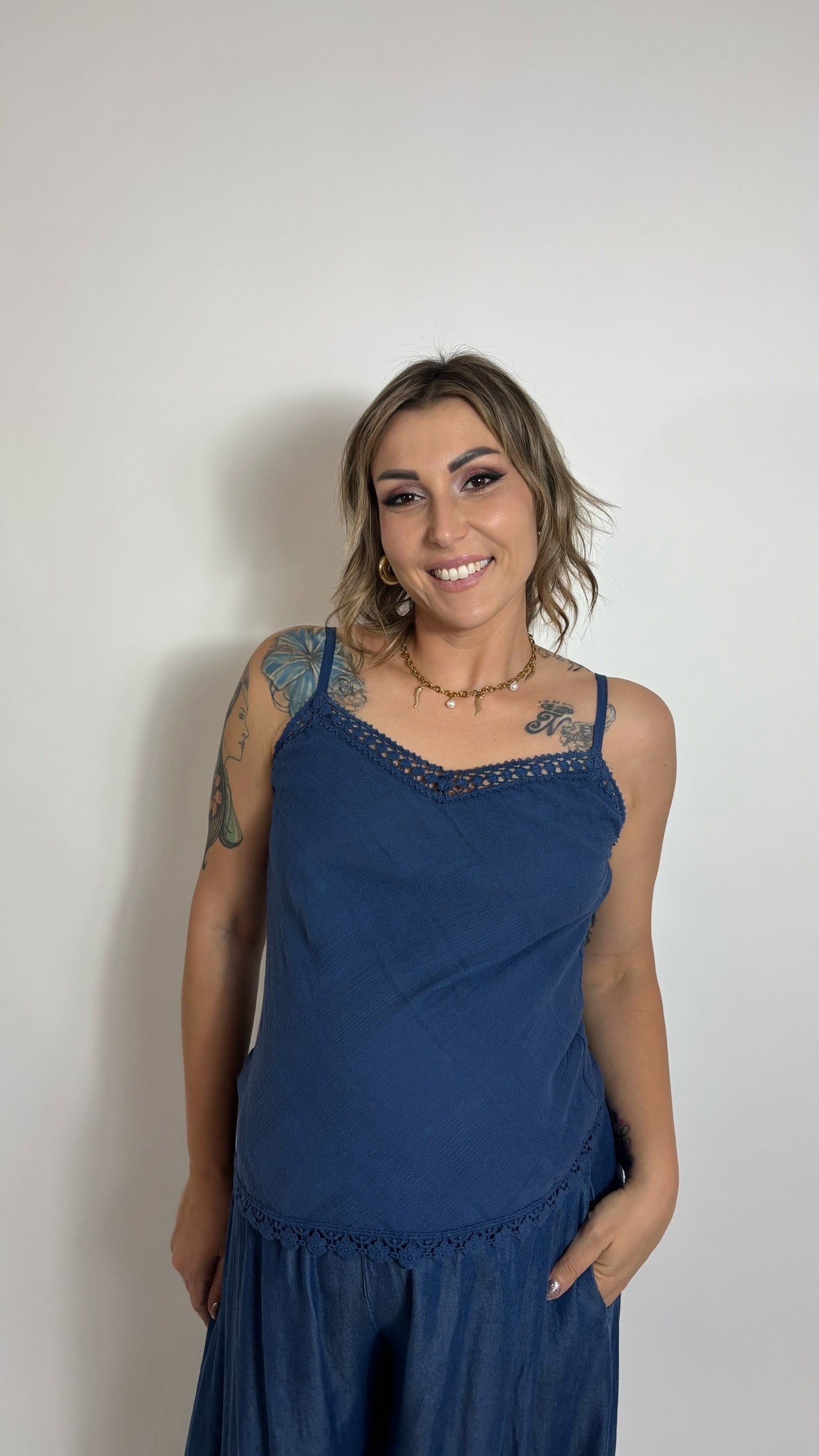 Top Crochet Blu