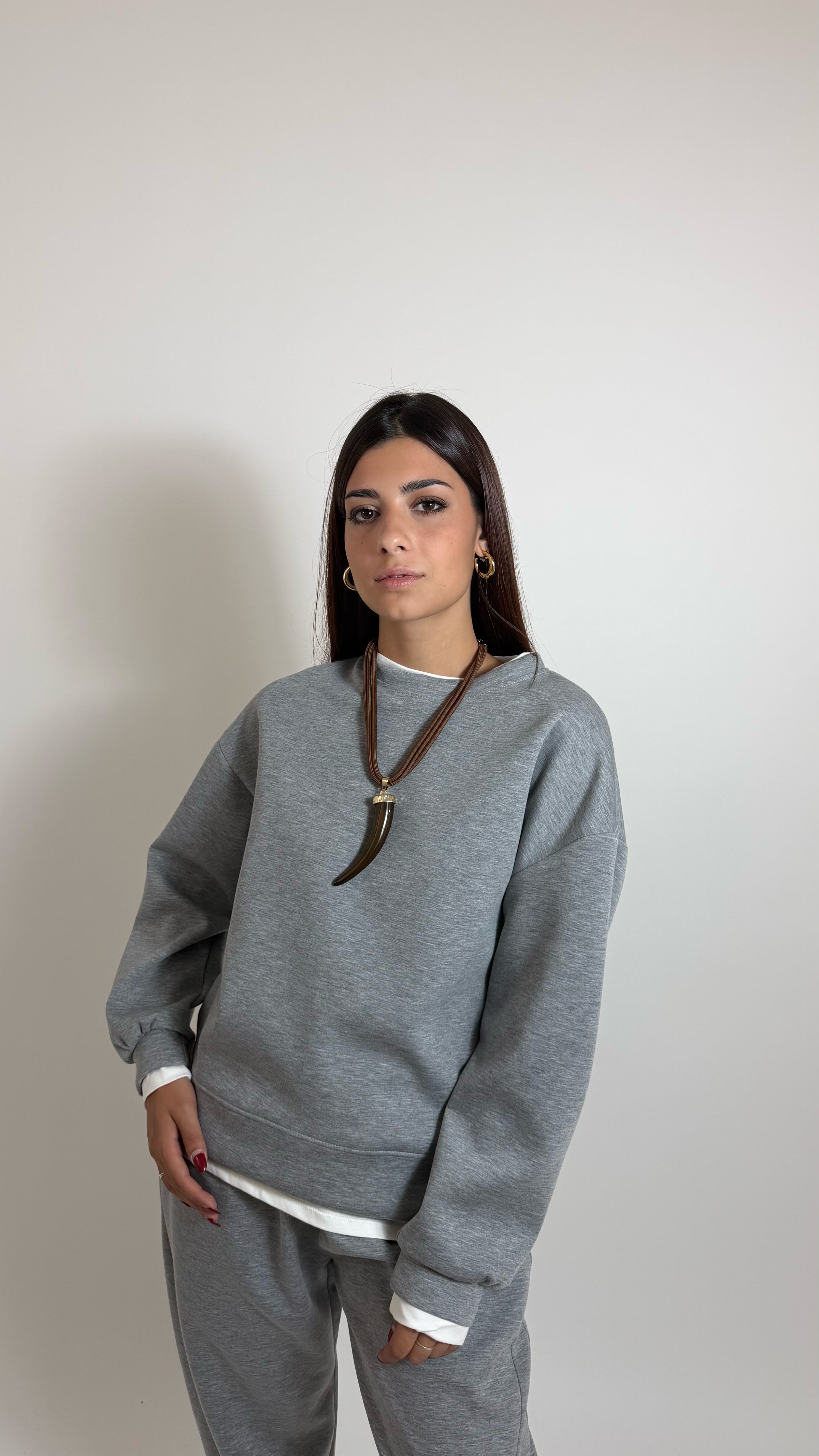 Felpa Con Maglia Over Grigio