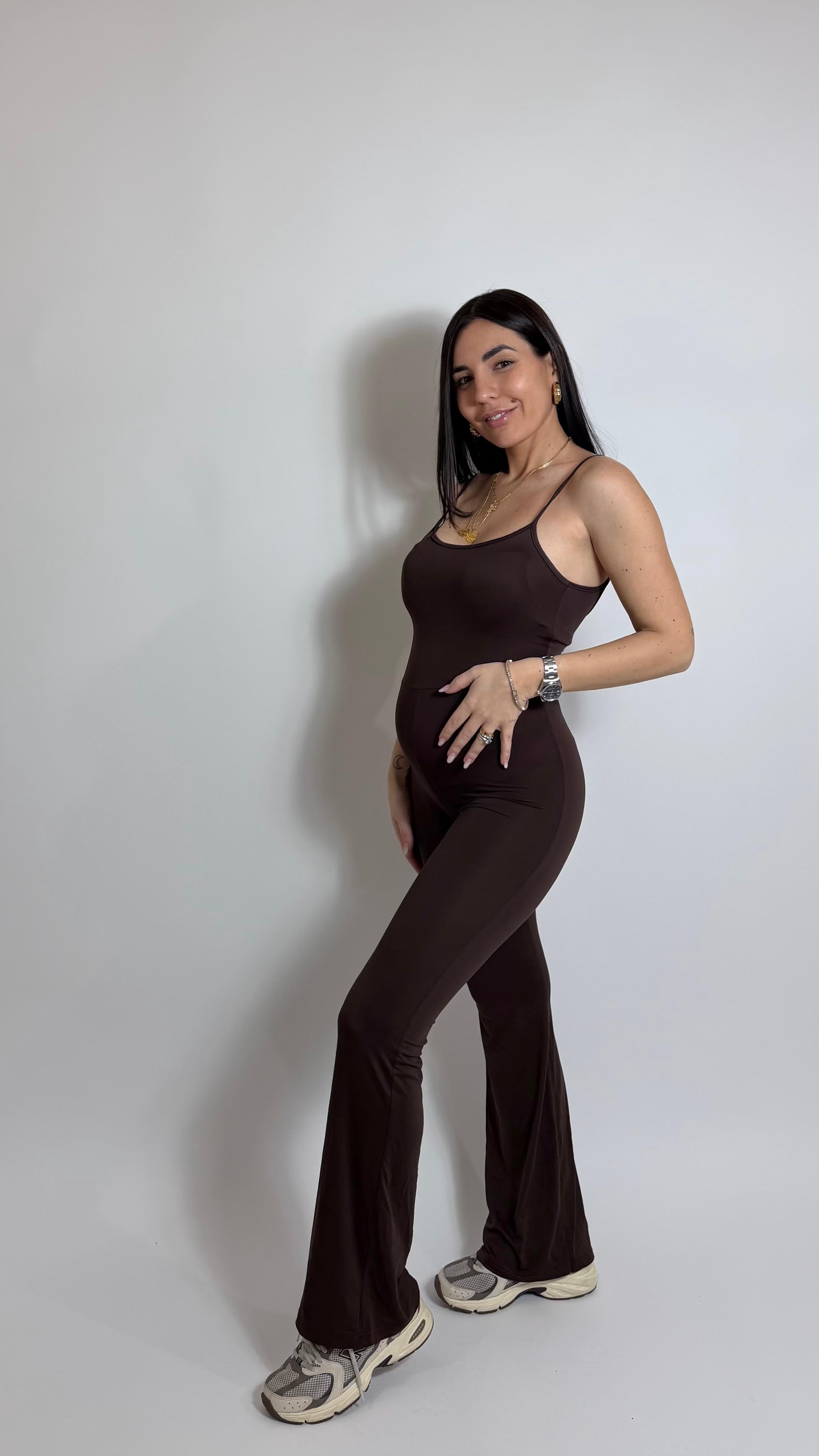 Jumpsuit Second Skin - Bretella Sottile - Flare / Choco