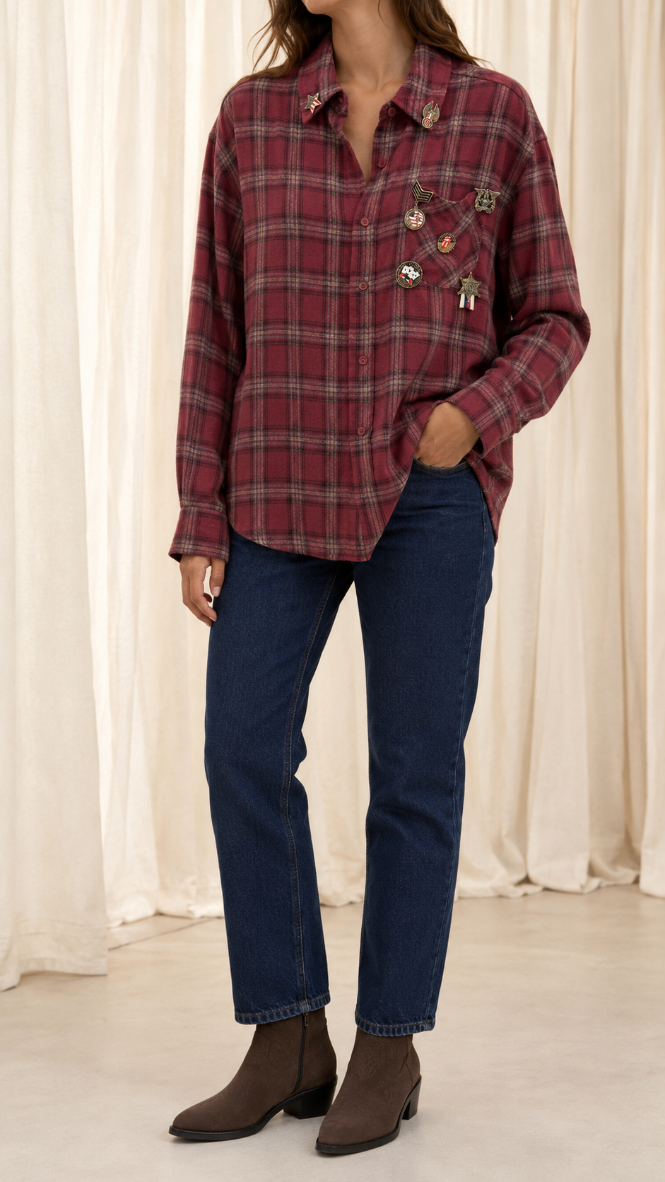 Camicia Check Charm Rosso India