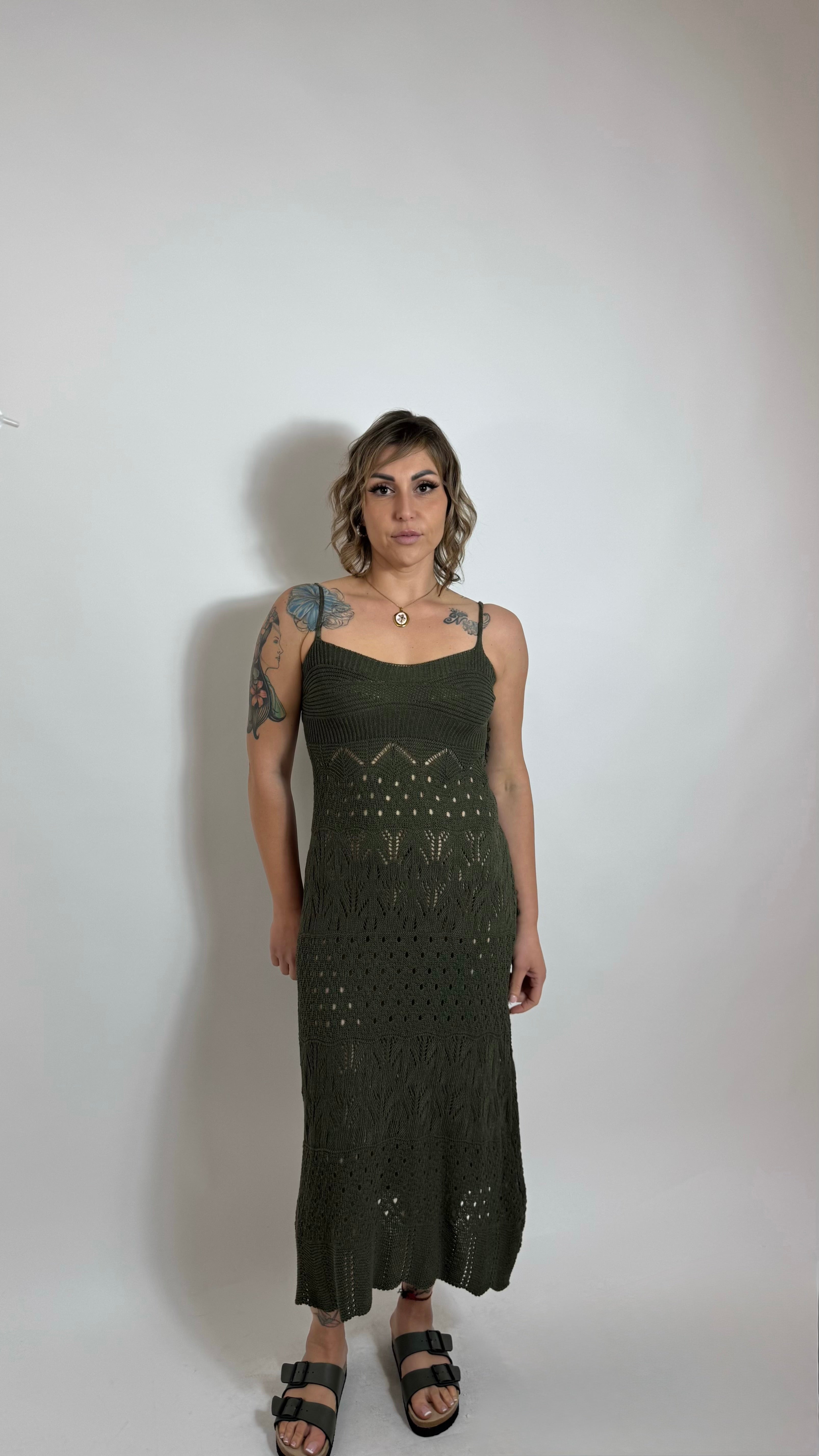 Abito Panarea Crochet Minimal Verde Utility