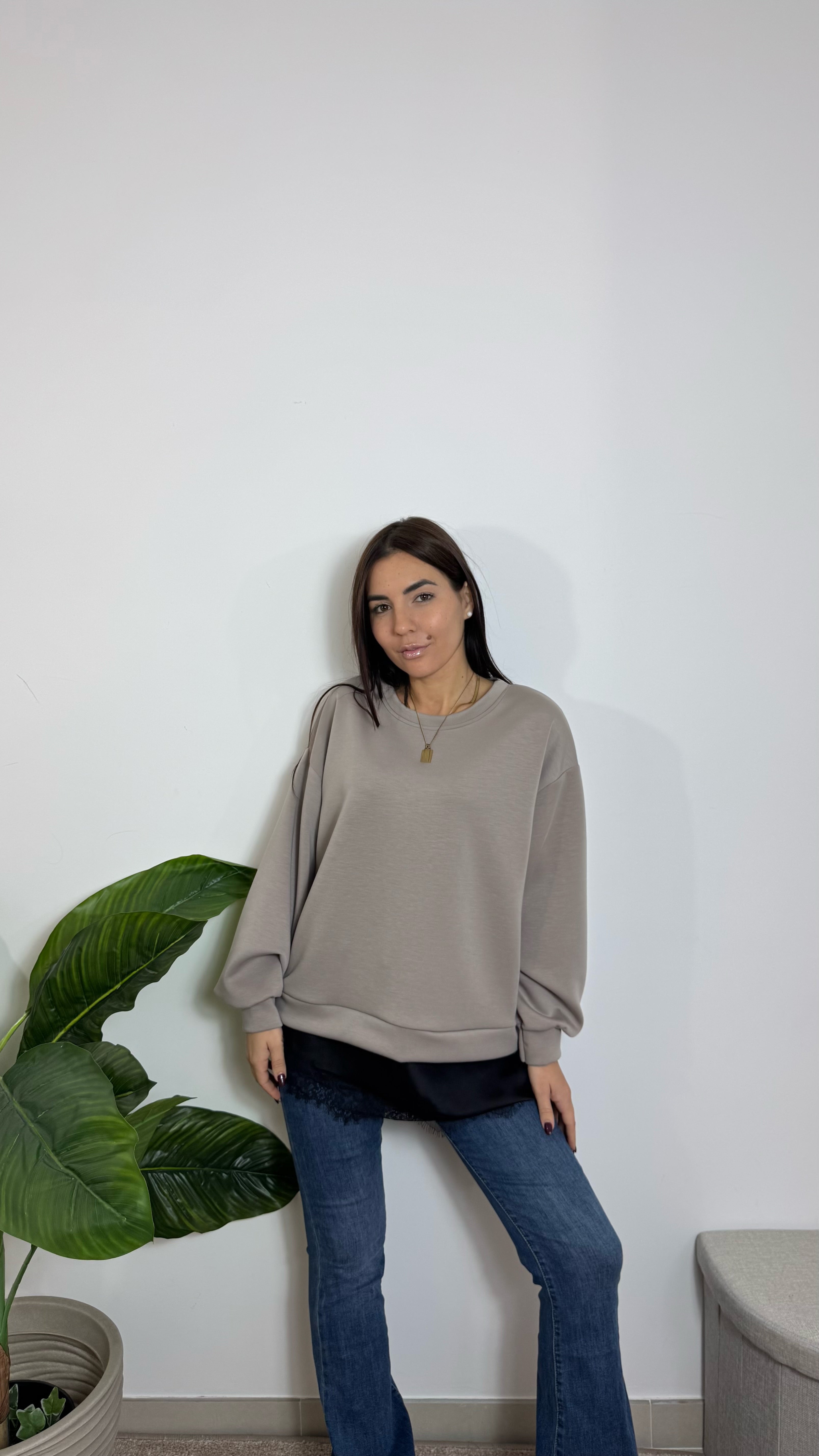 Felpa Comfy Lace Tortora