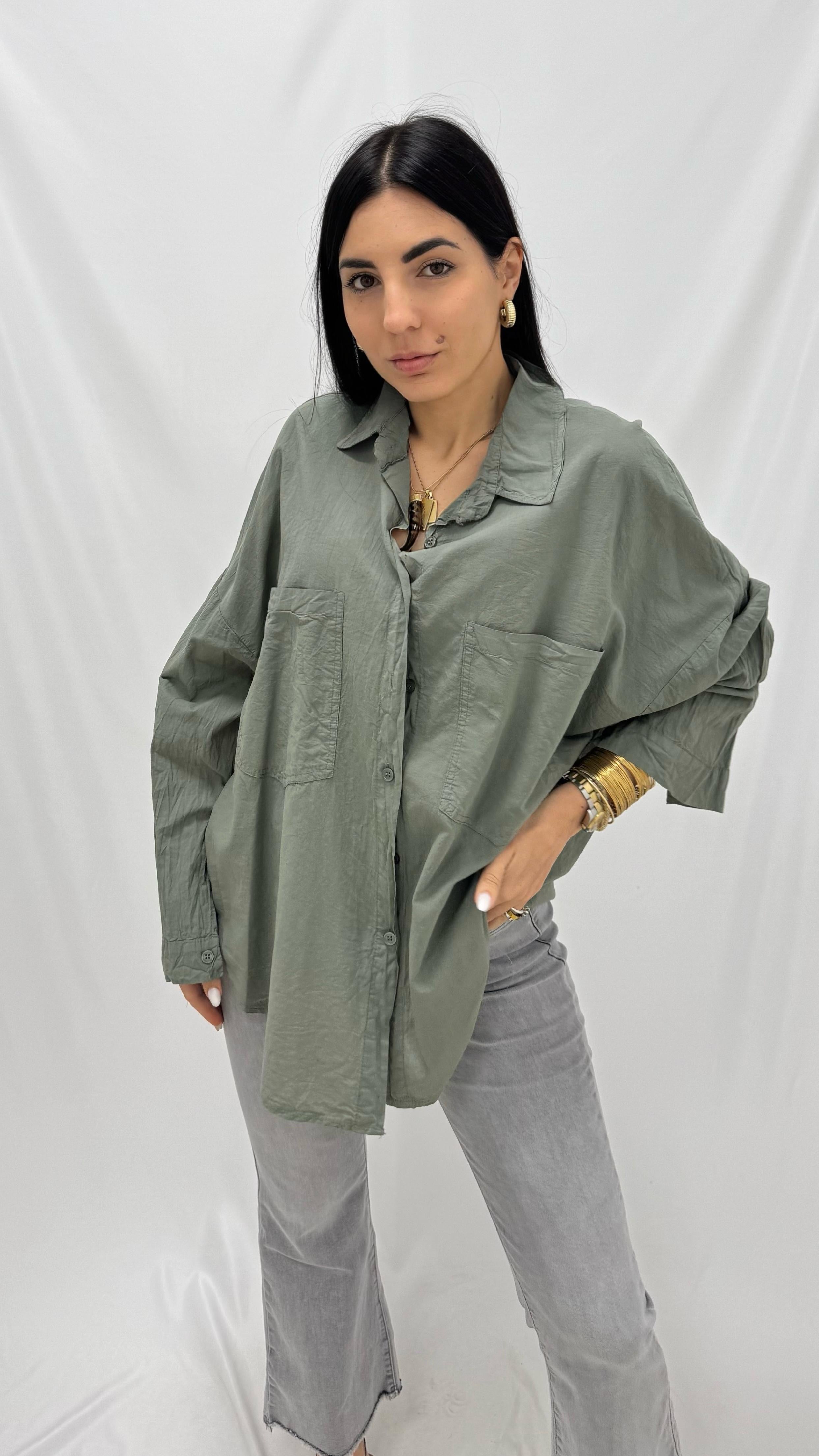 Camicia 100% cotone Verde Utility