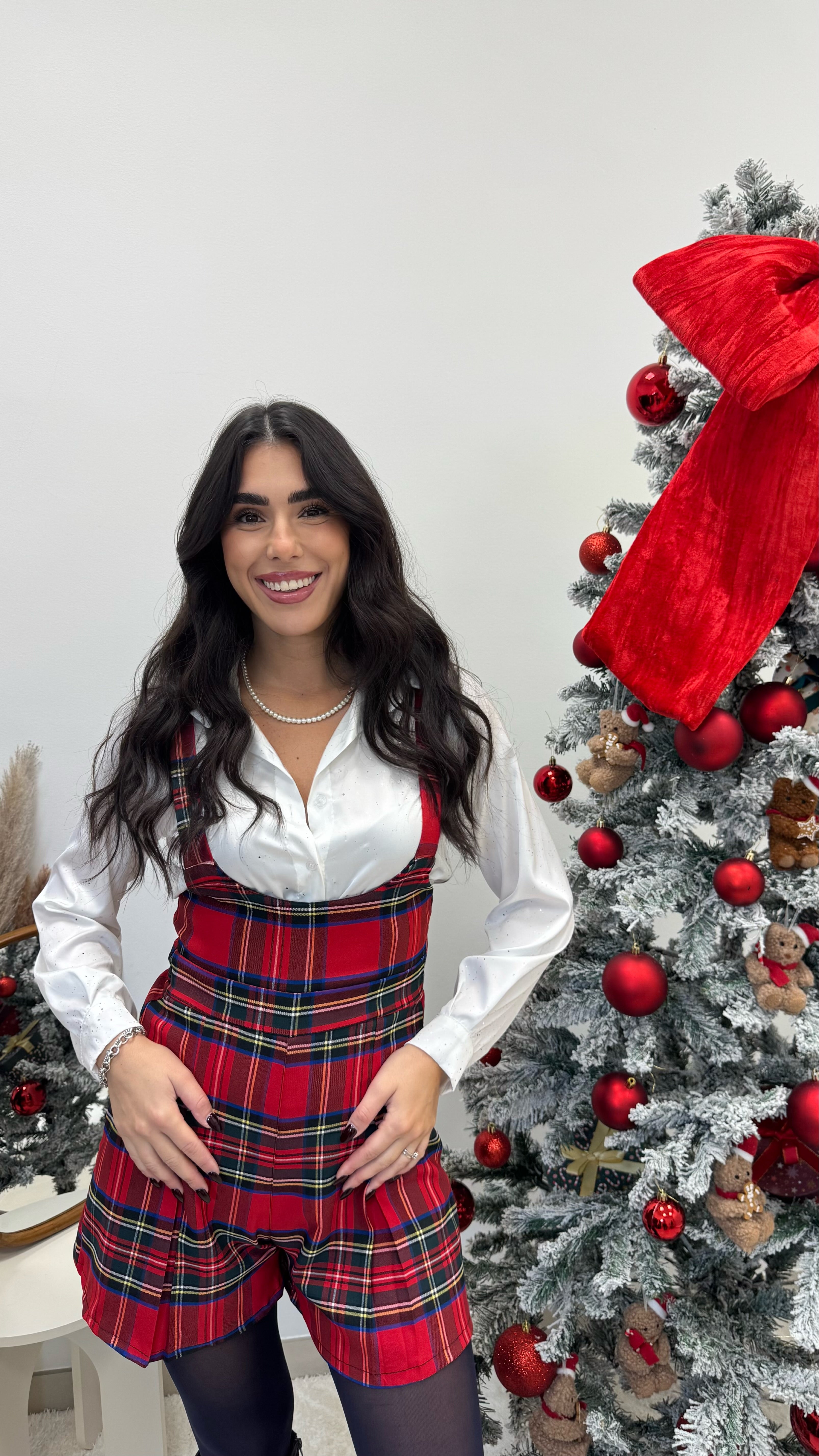 🎄 Mini Salopette Tartan Rossa