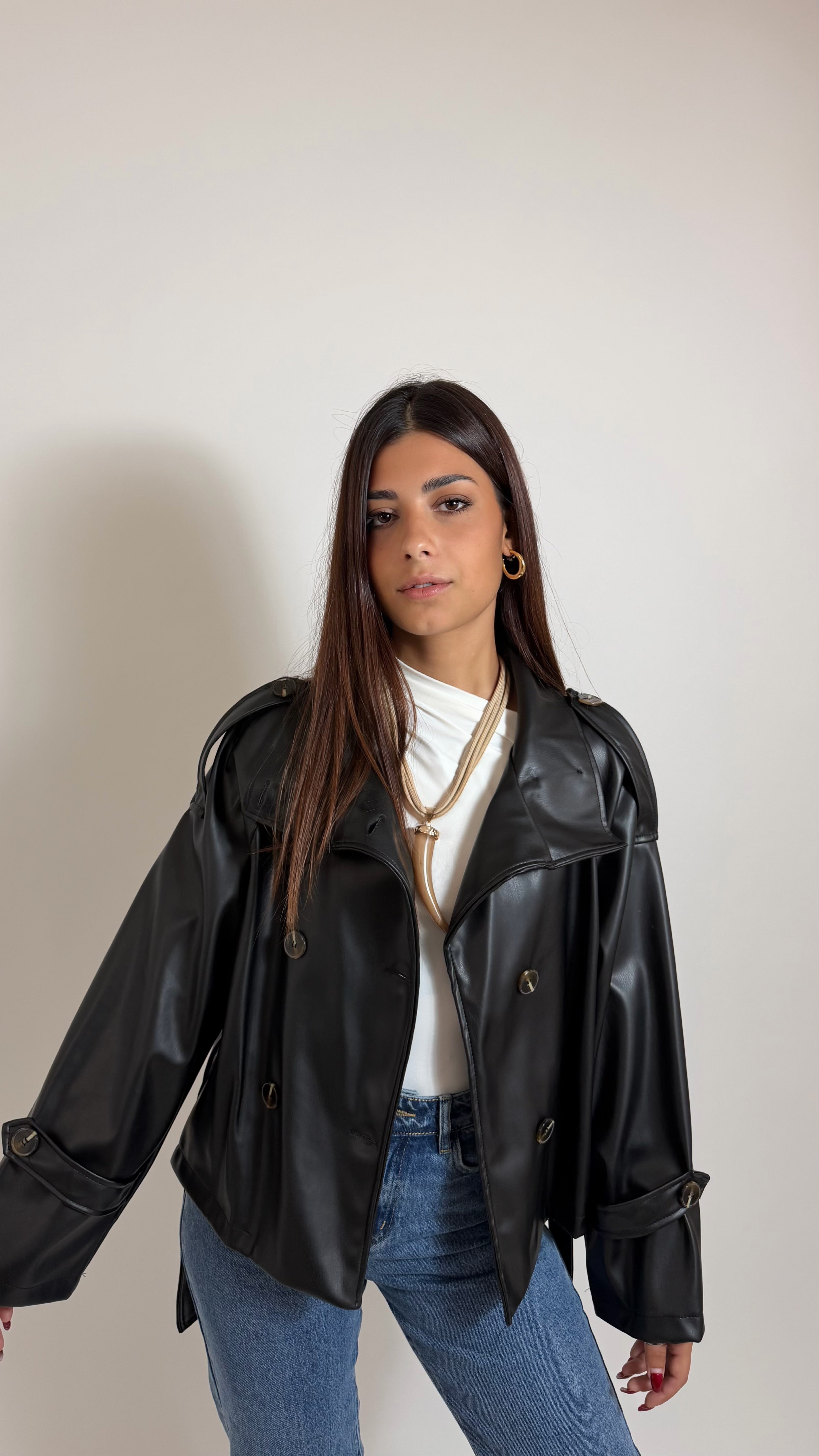 Mini Trench Ecopelle Nero