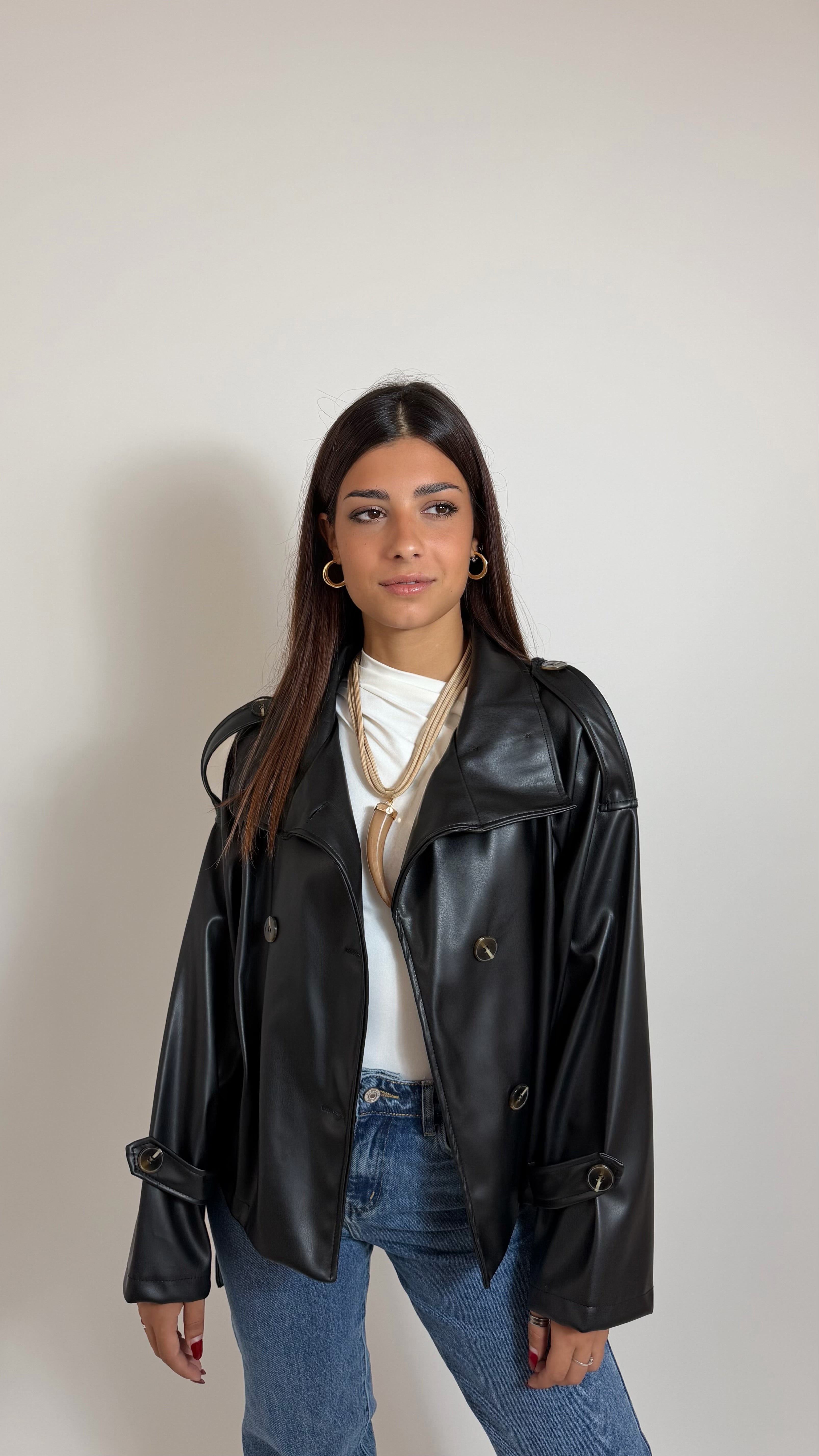 Mini Trench Ecopelle Nero