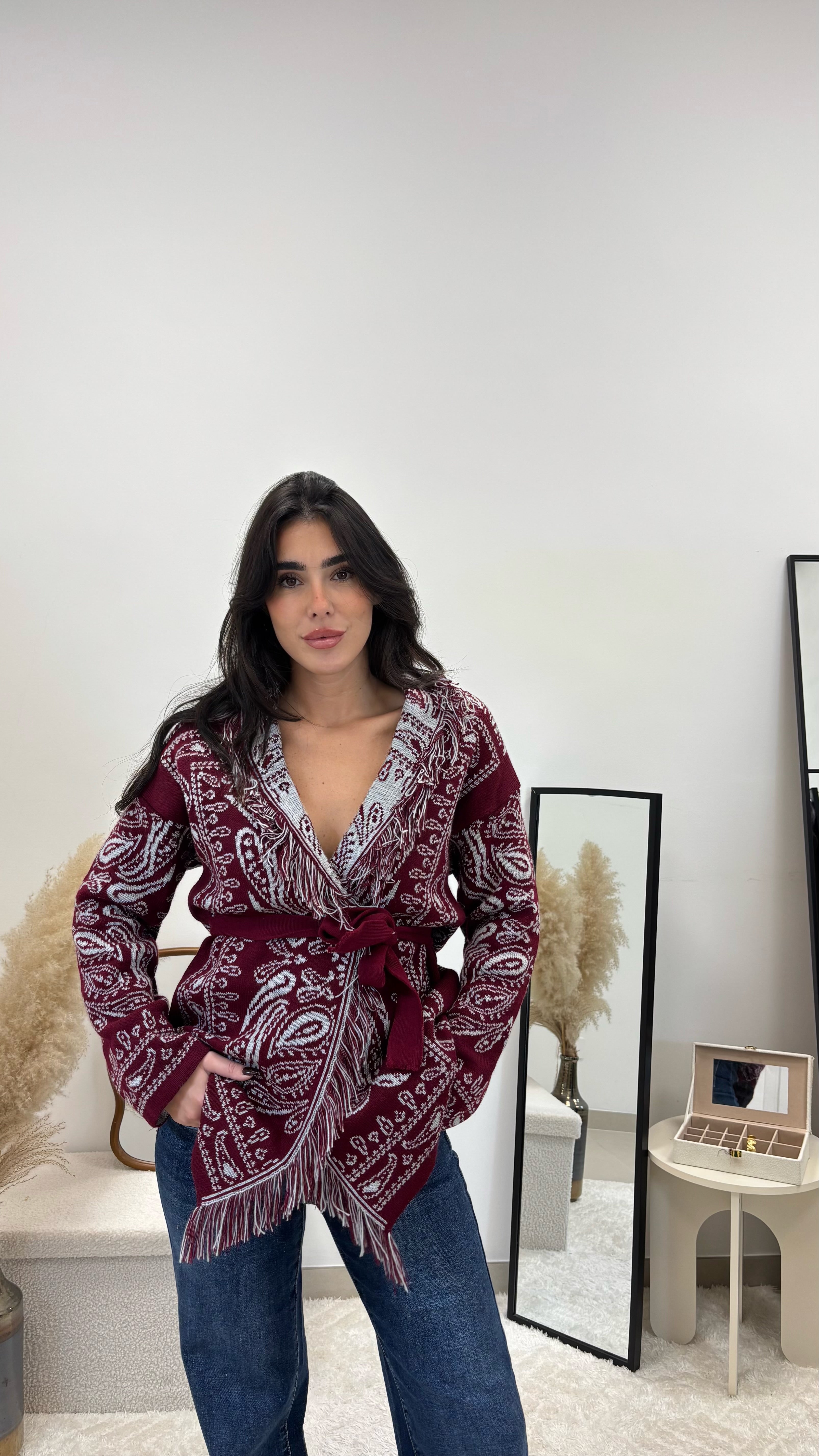 Cardigan Etnico Burgundy