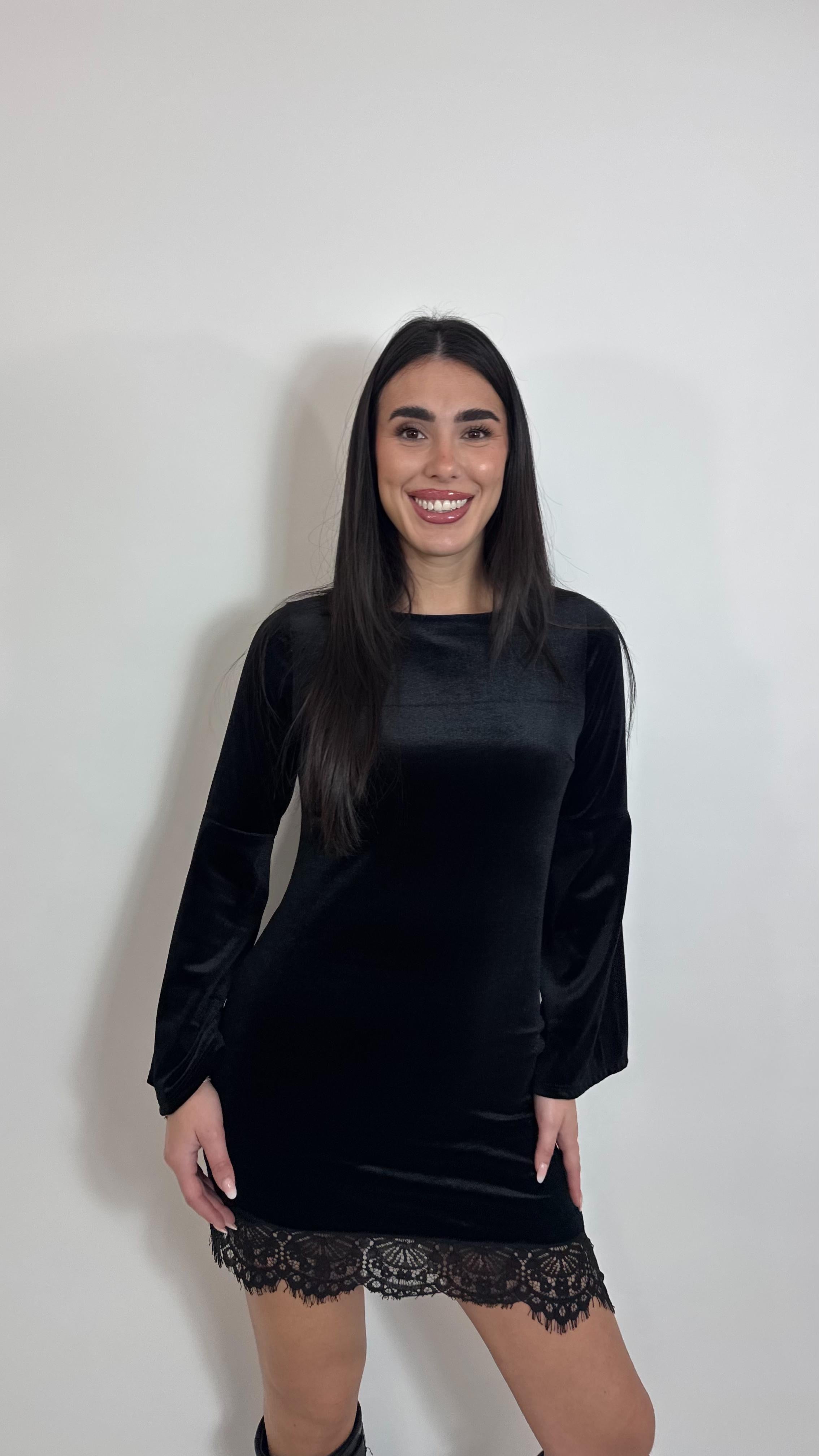 🥂Minidress Velvet Lace Nero