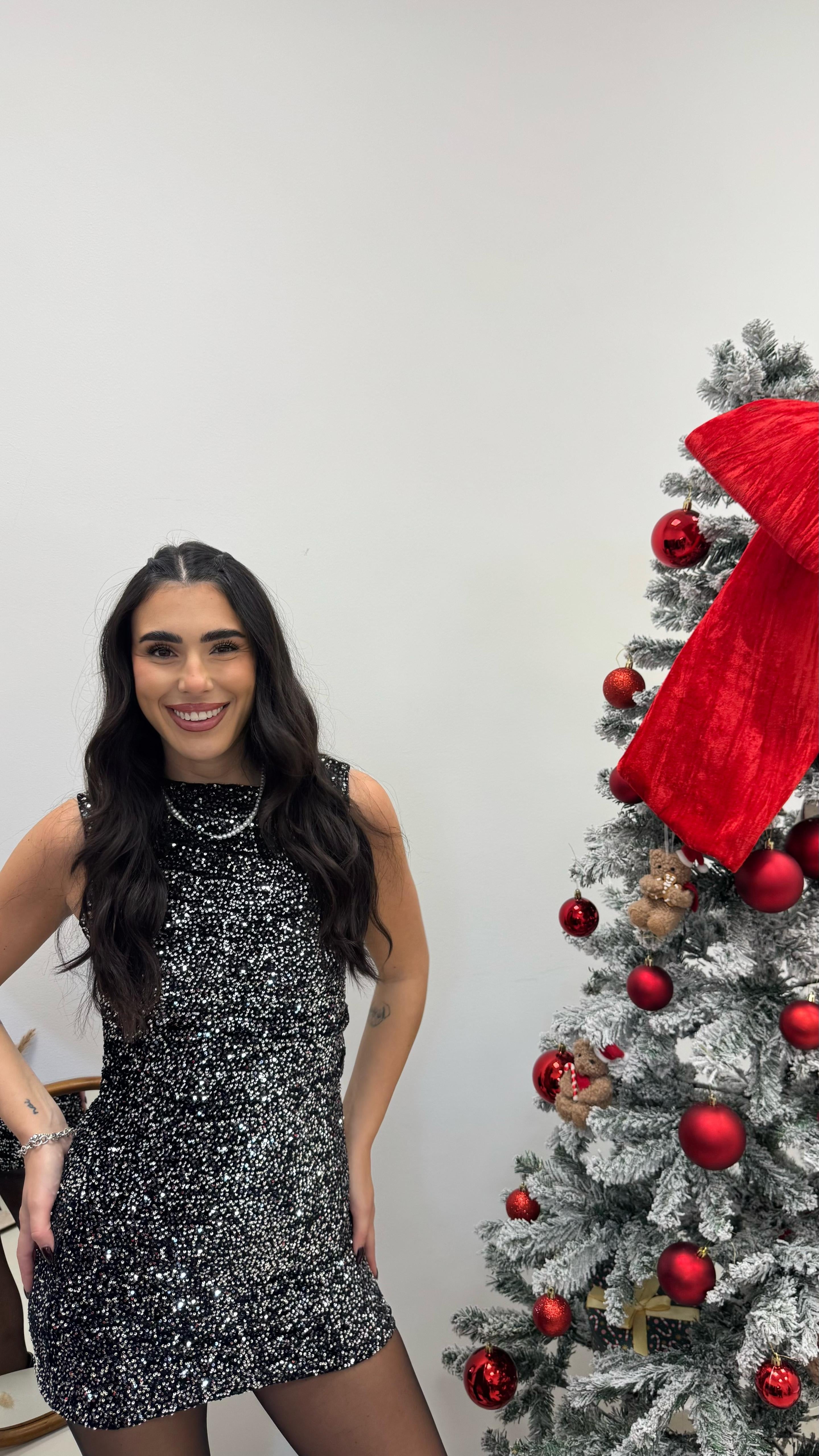 🥂Abito Velvet Sparkle Silver Black