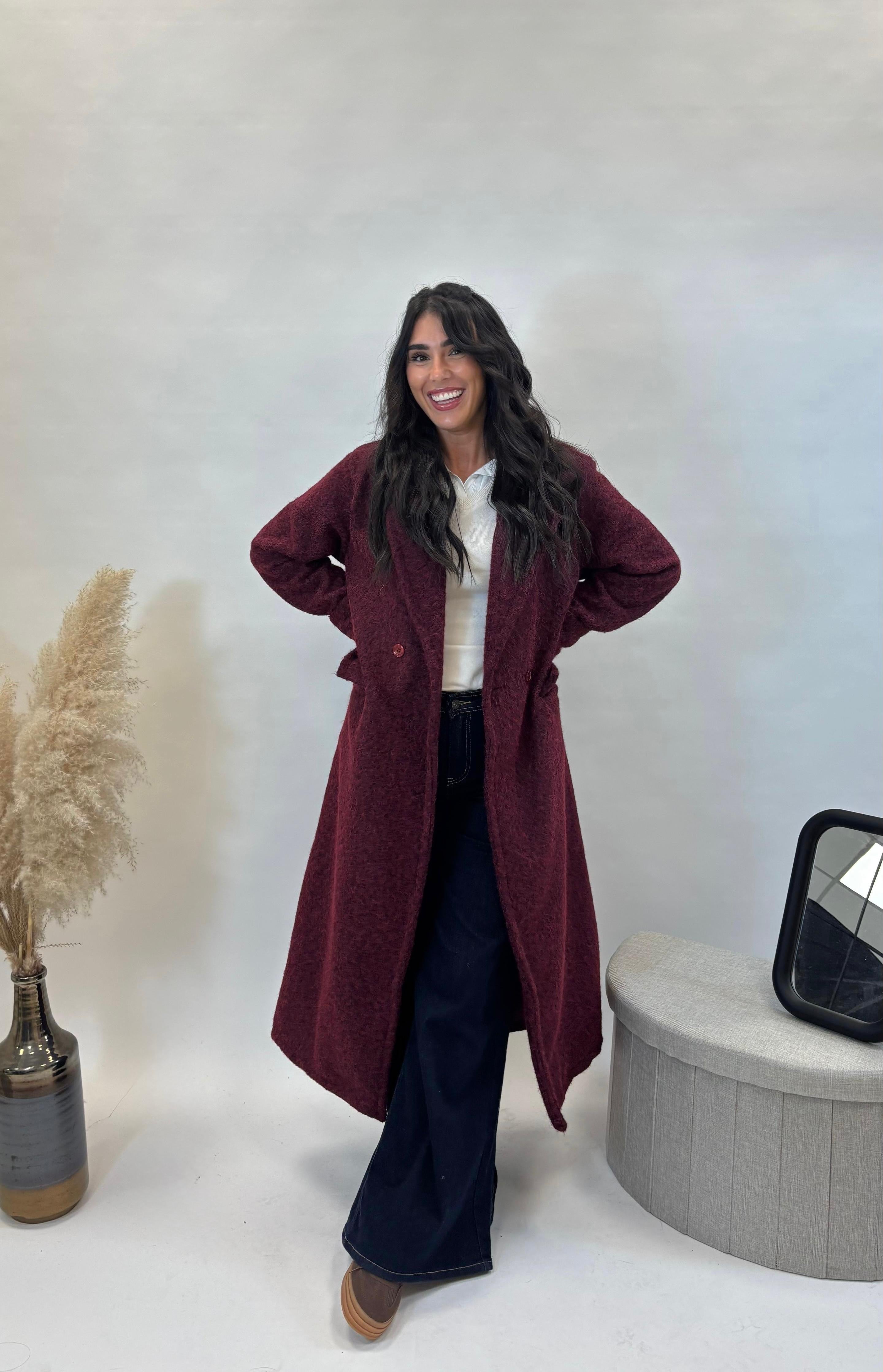 Cappotto Simil Teddy Burgundy
