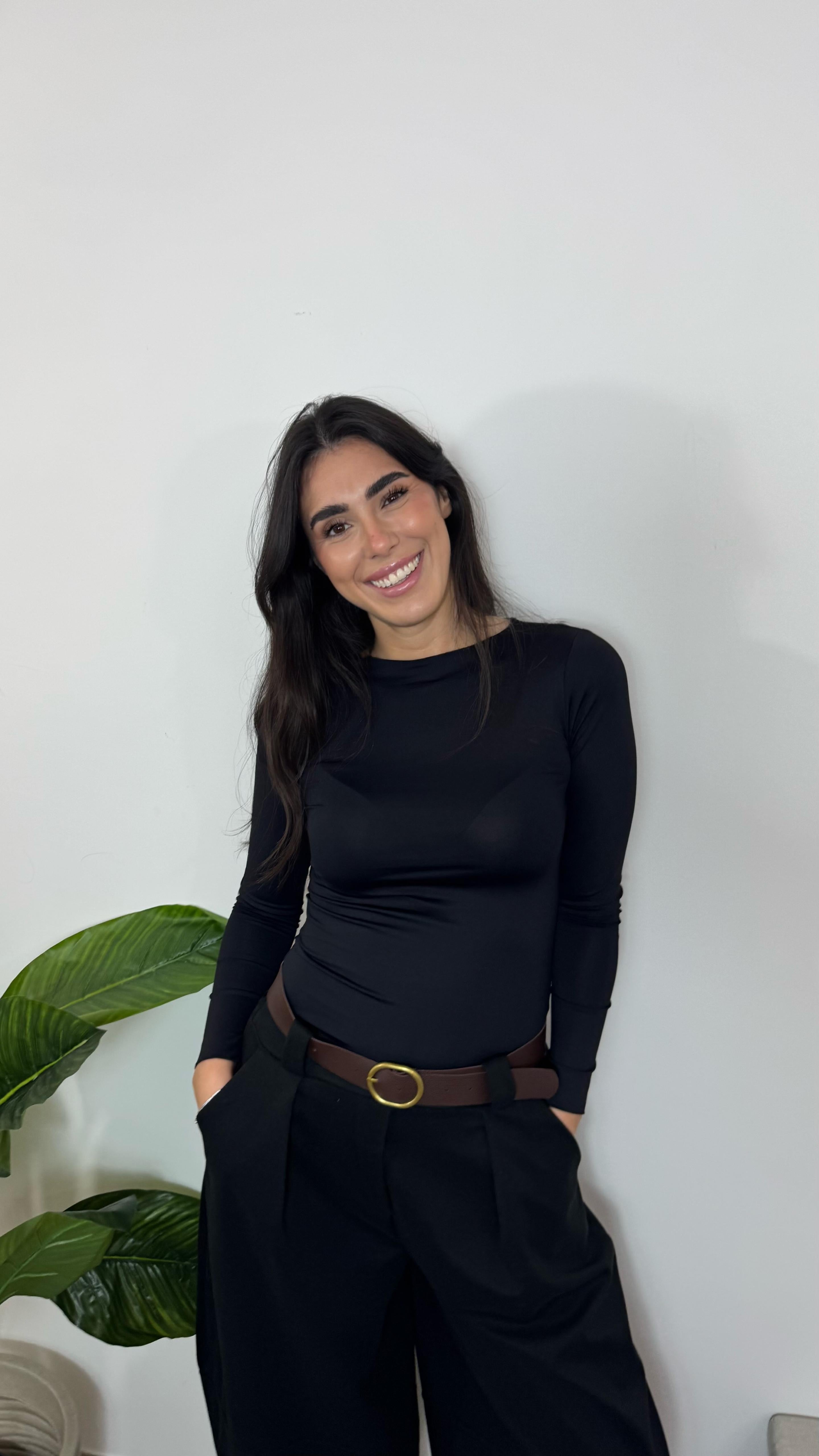 Maglia Basic Lycra Girocollo Nera