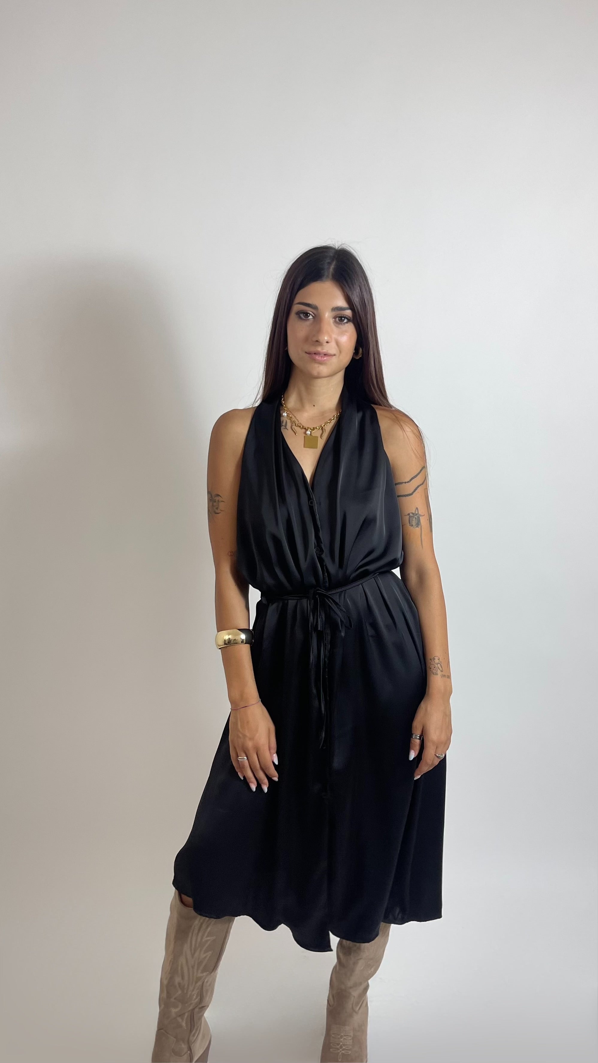 Abito Satin Flow Nero