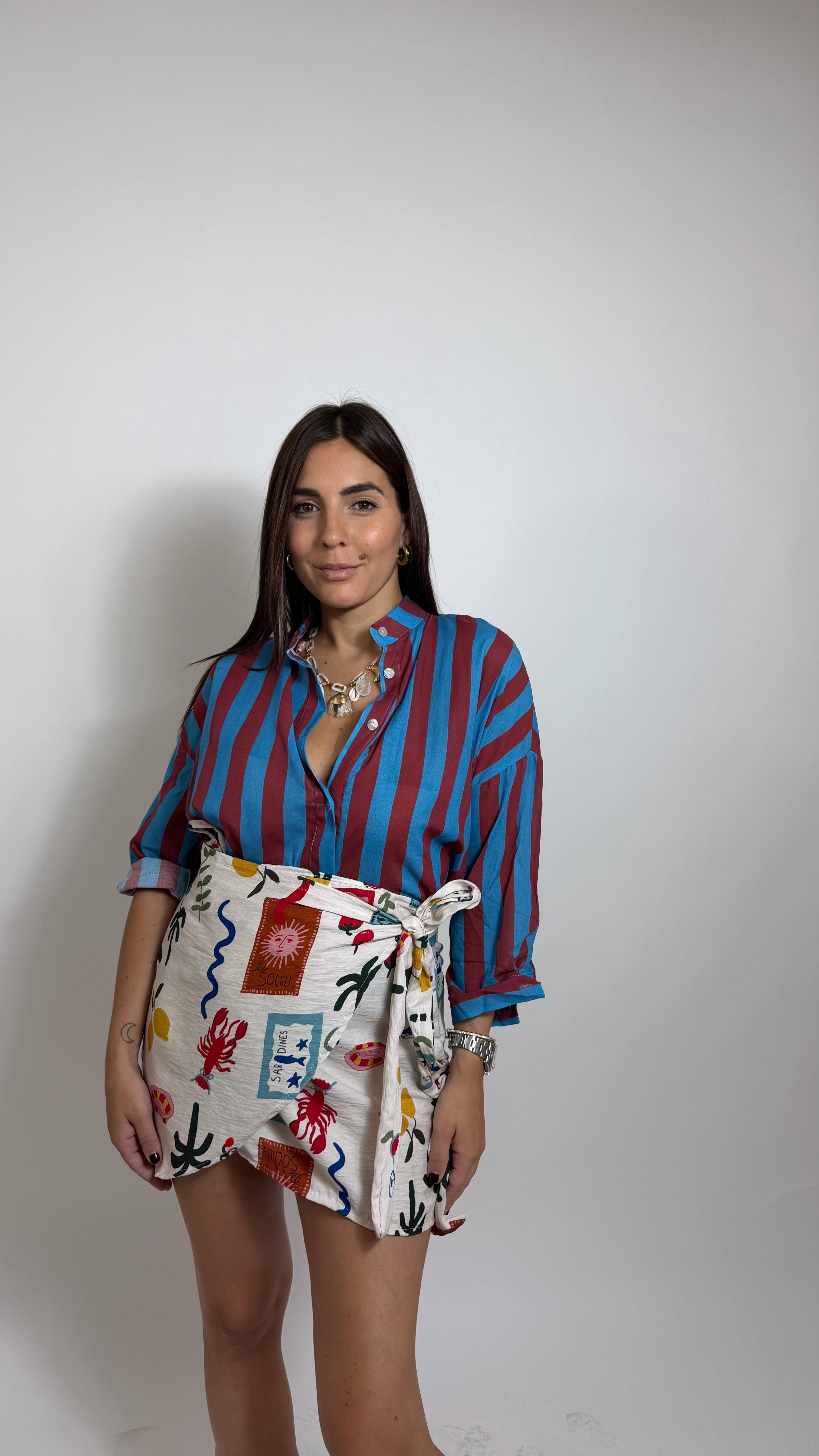 Camicia Soft Stripe Ruggine/Sky