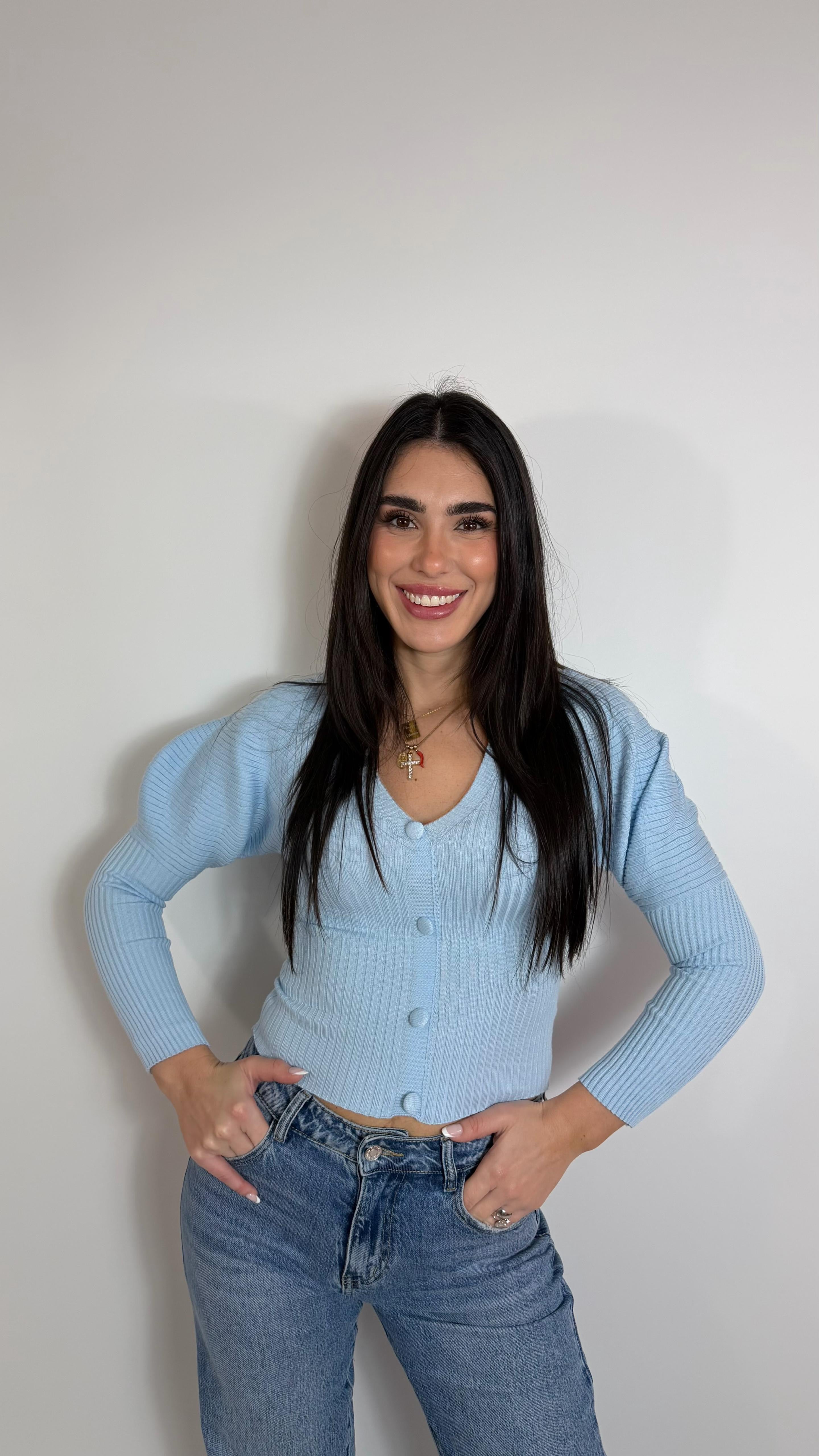 Pull Rib Knit Celeste