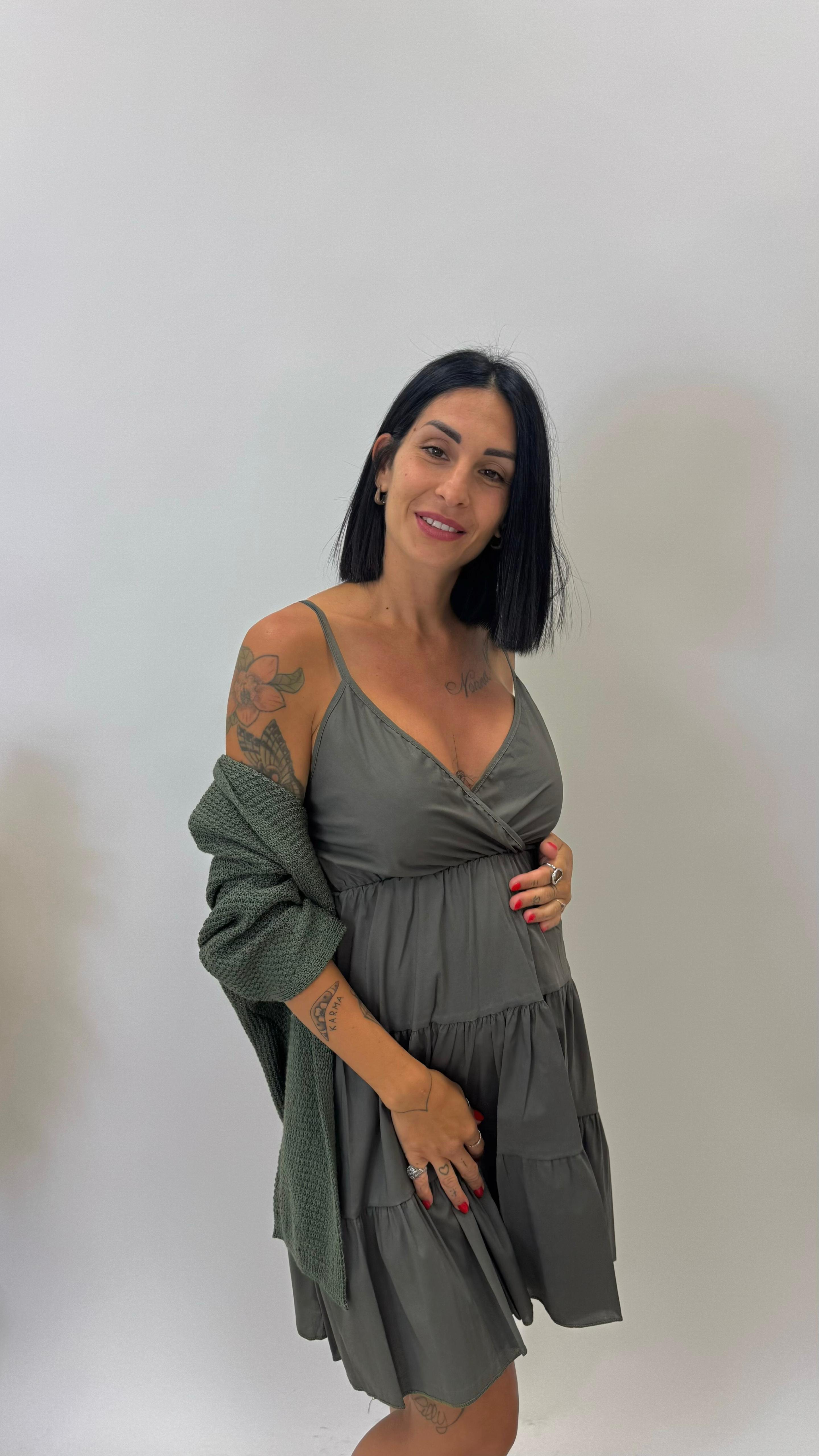 Cardigan 3/4 Traforato Verde Utility