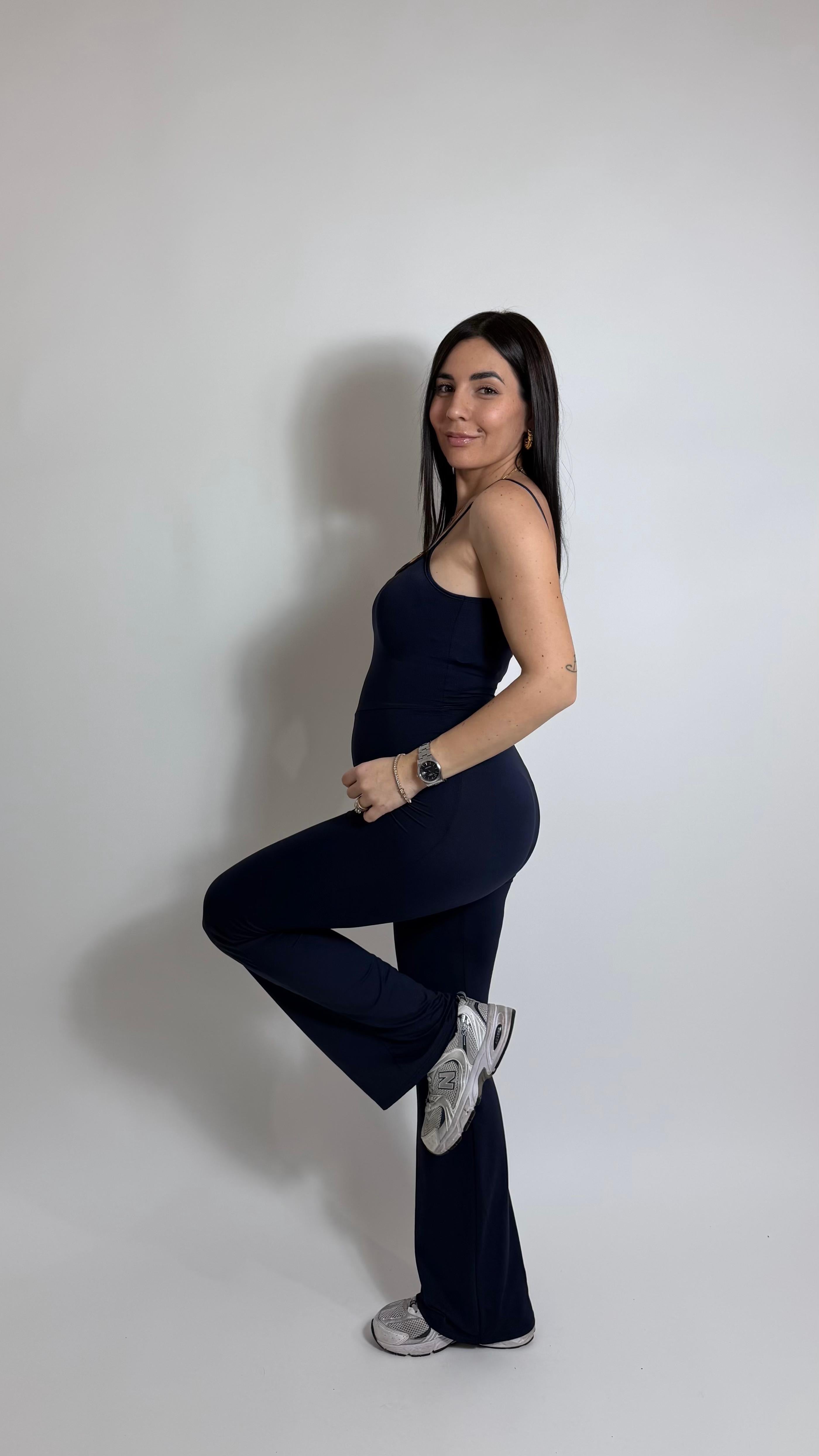 Jumpsuit Second Skin - Bretella Sottile - Flare / Blu Notte