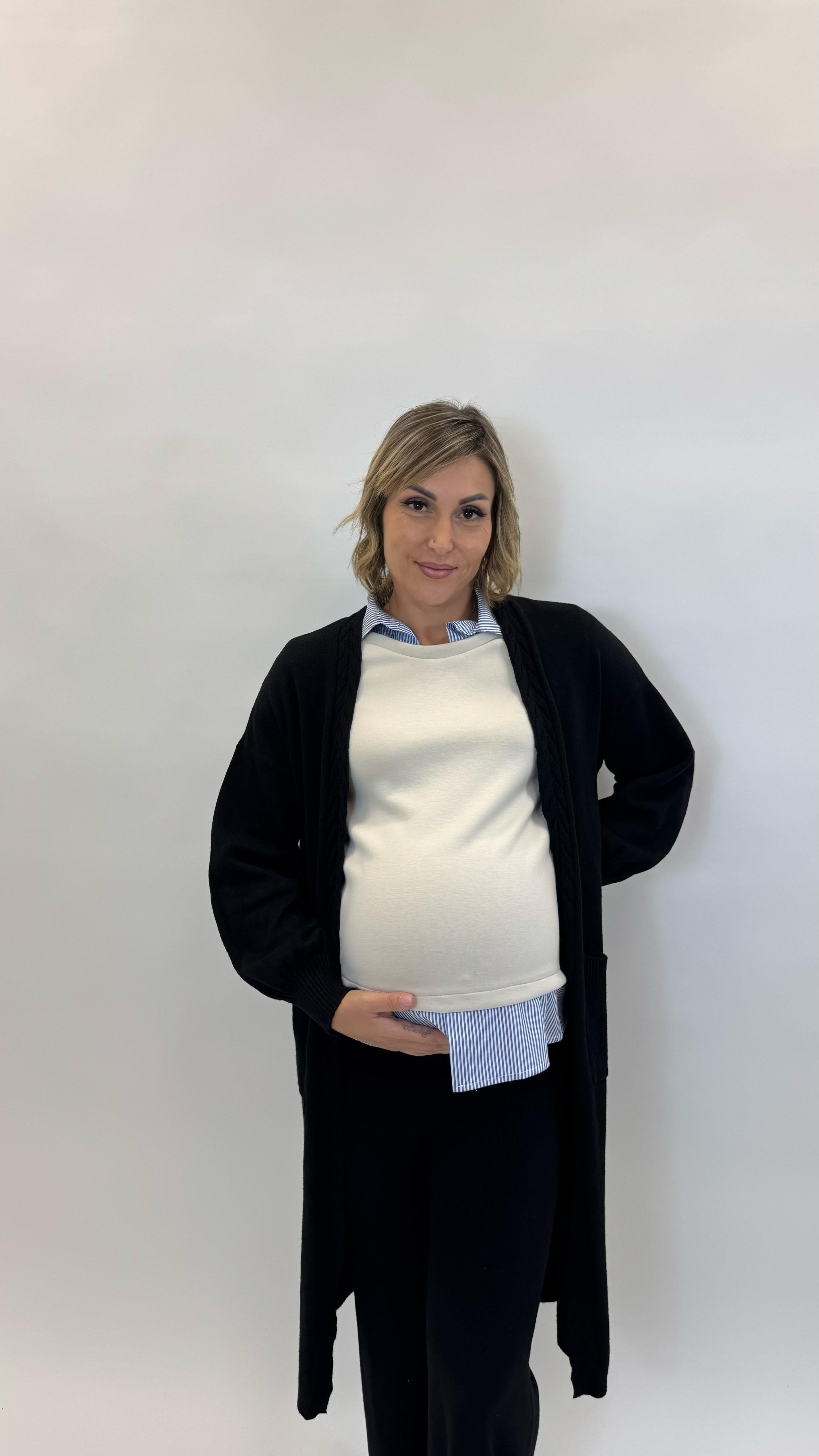Felpa Camicia Cucita Burro