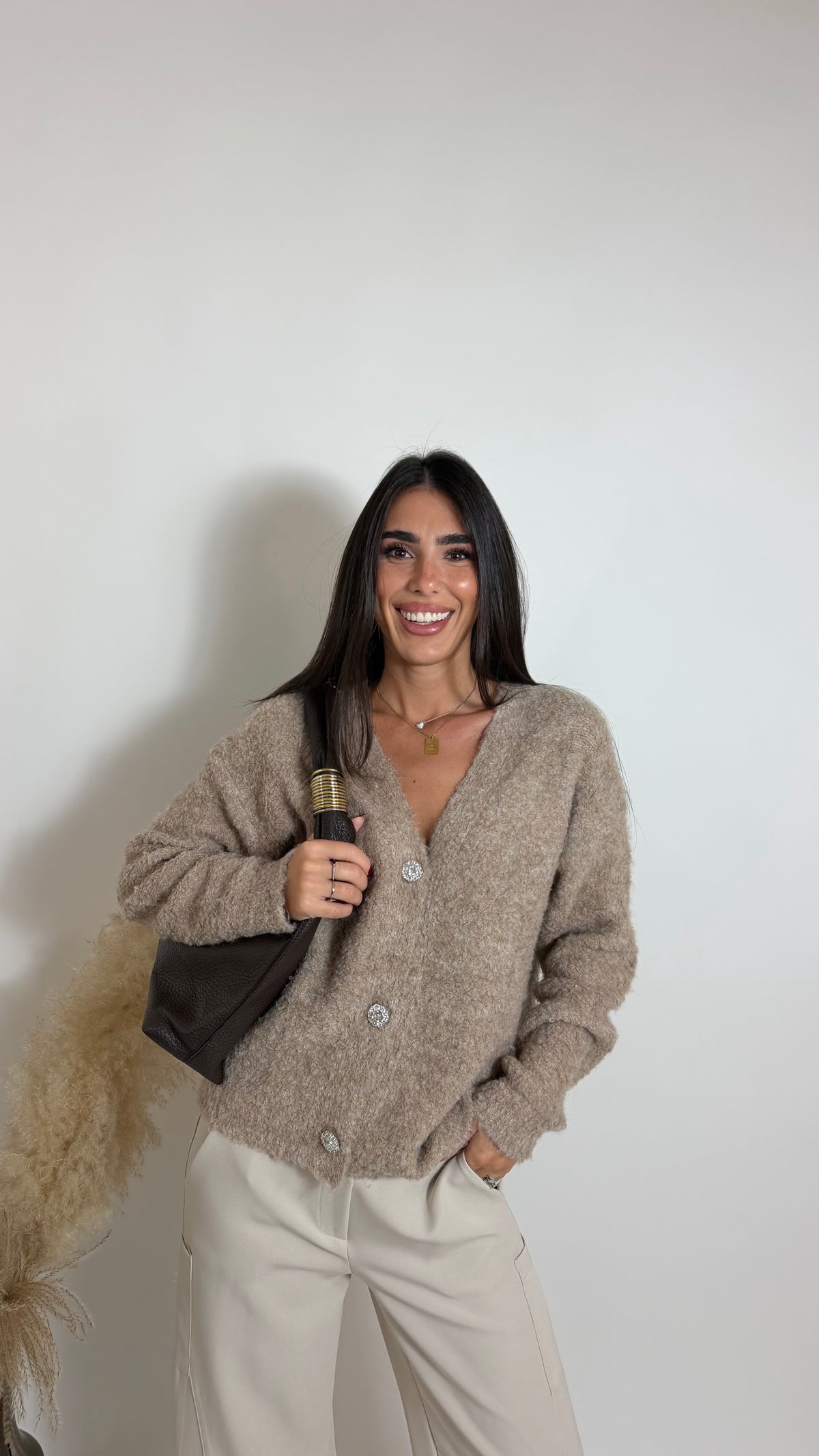 Cardigan Soft Jewel Tortora