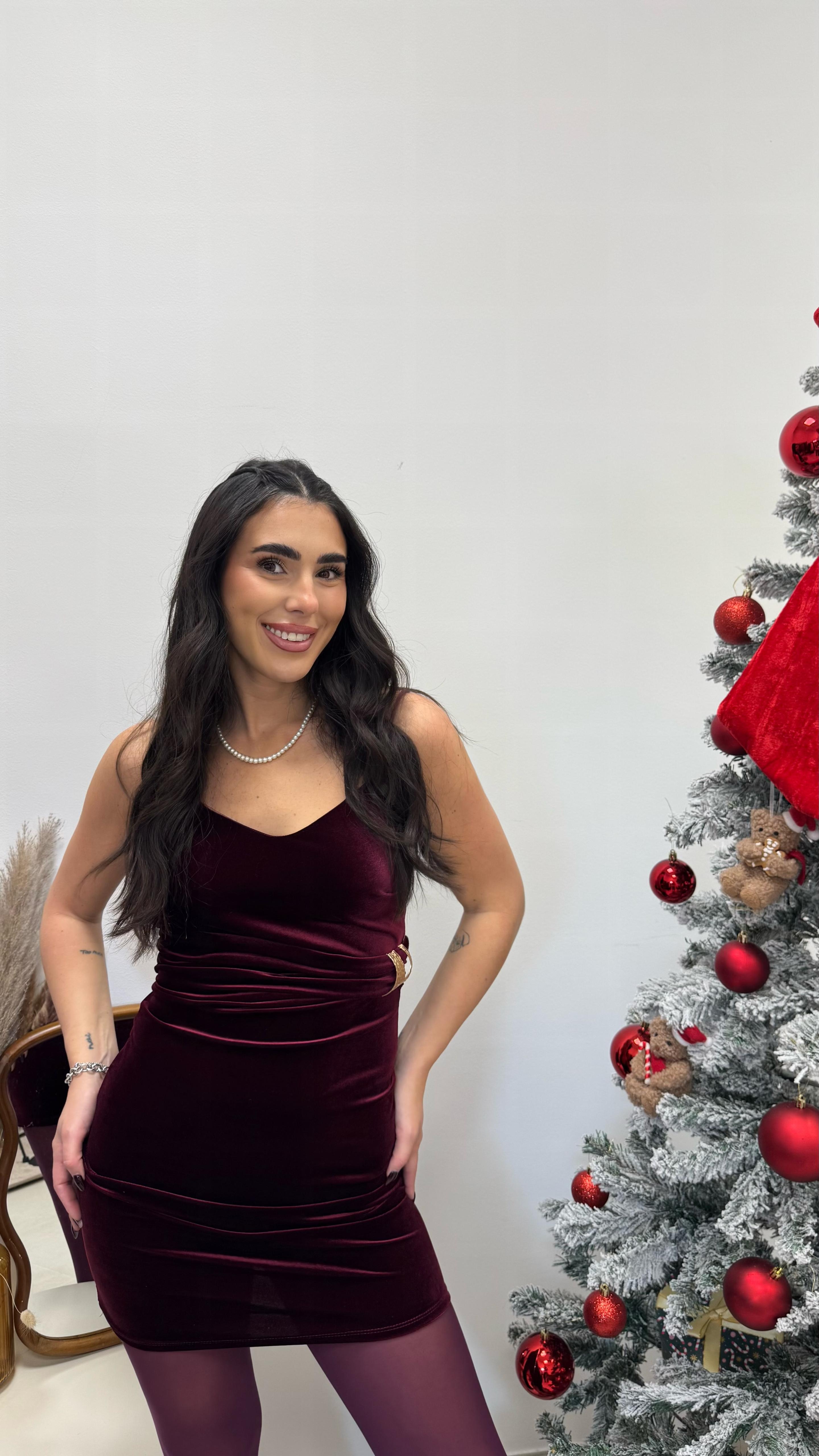 🥂Minidress Velvet Inserto Gold
