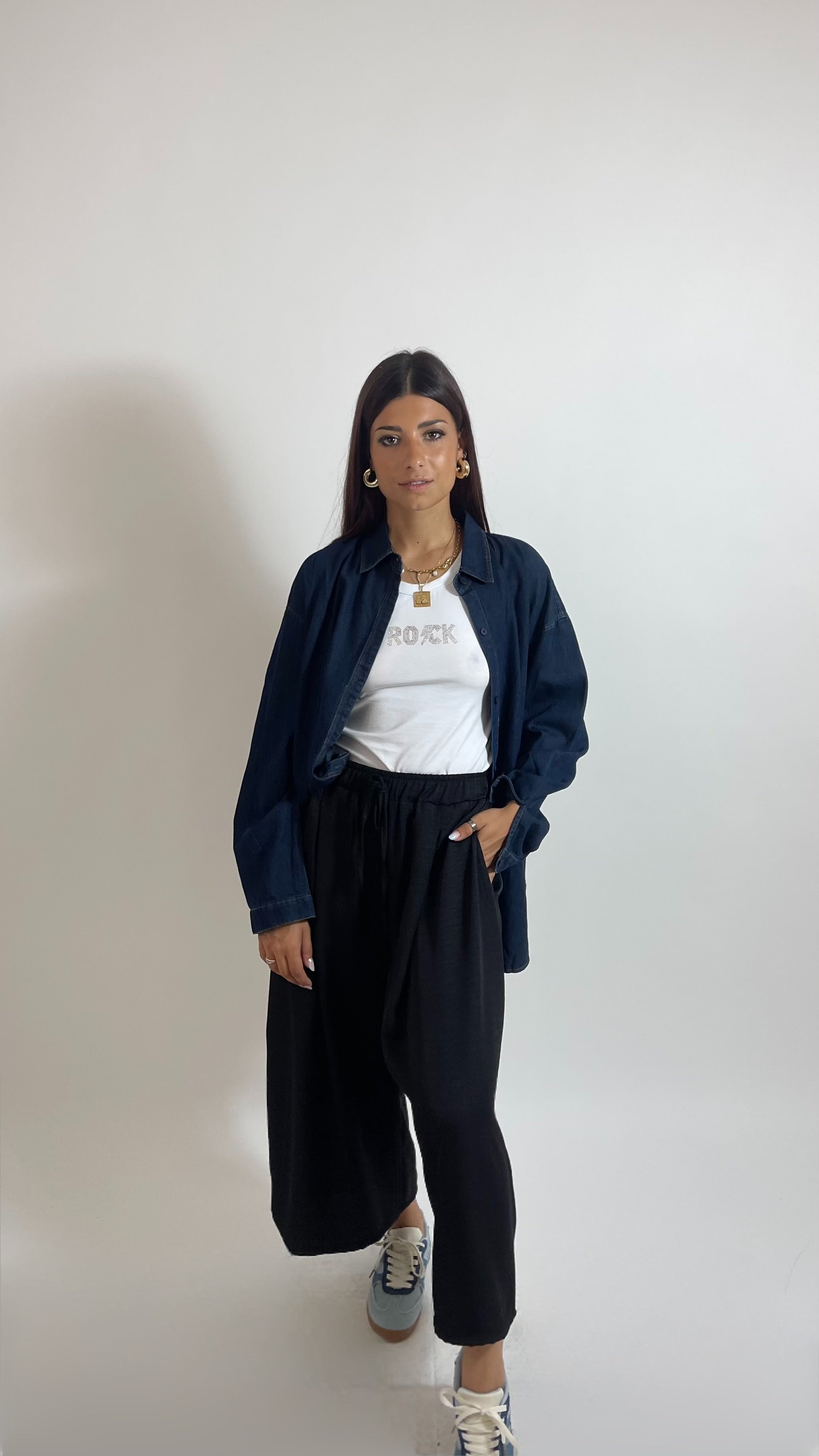Pantalone Soft Capri Nero