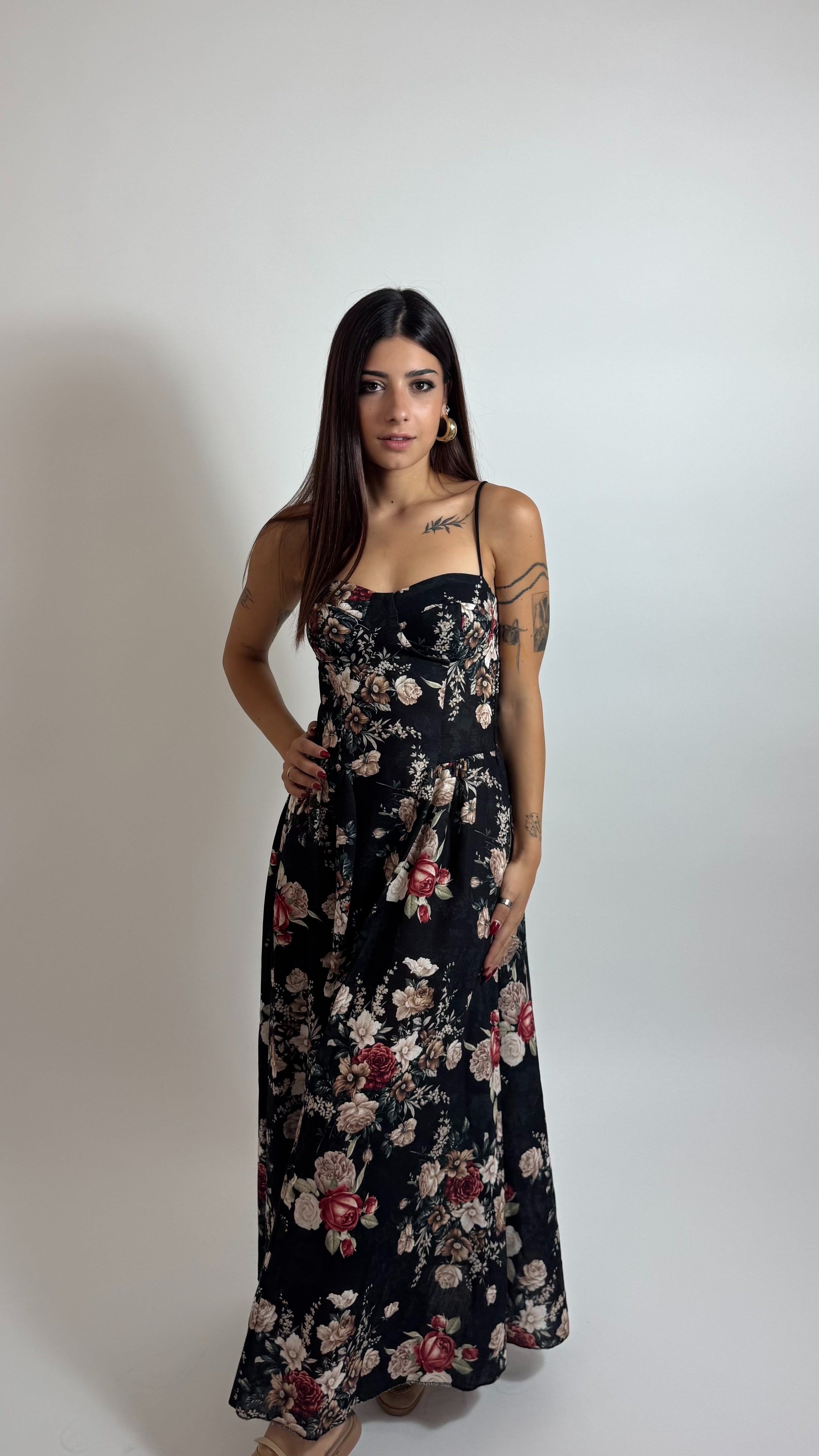 Abito Midi Garden Black