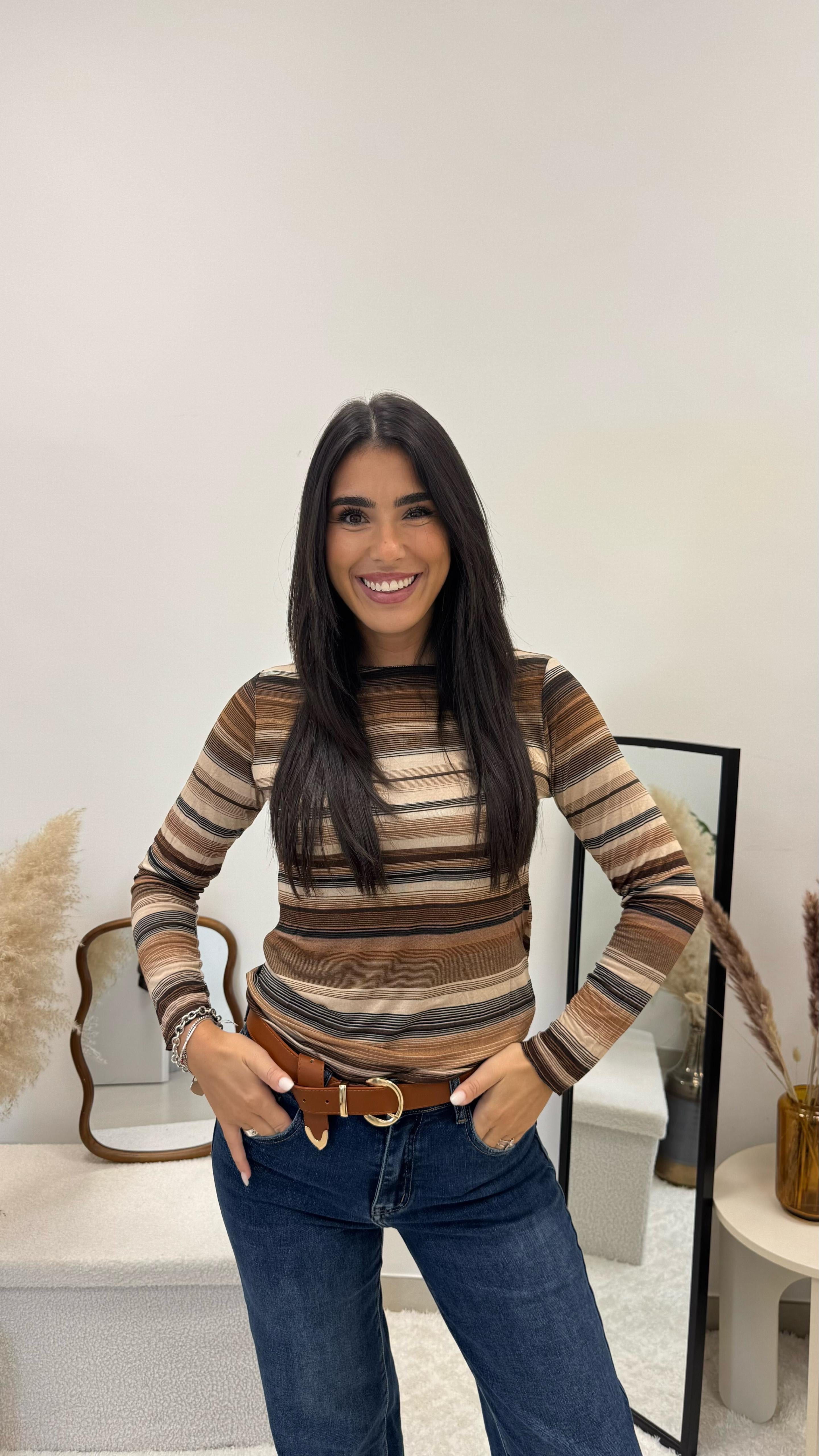 Maglia Cashmere Stampa a Righe Choco 🍫