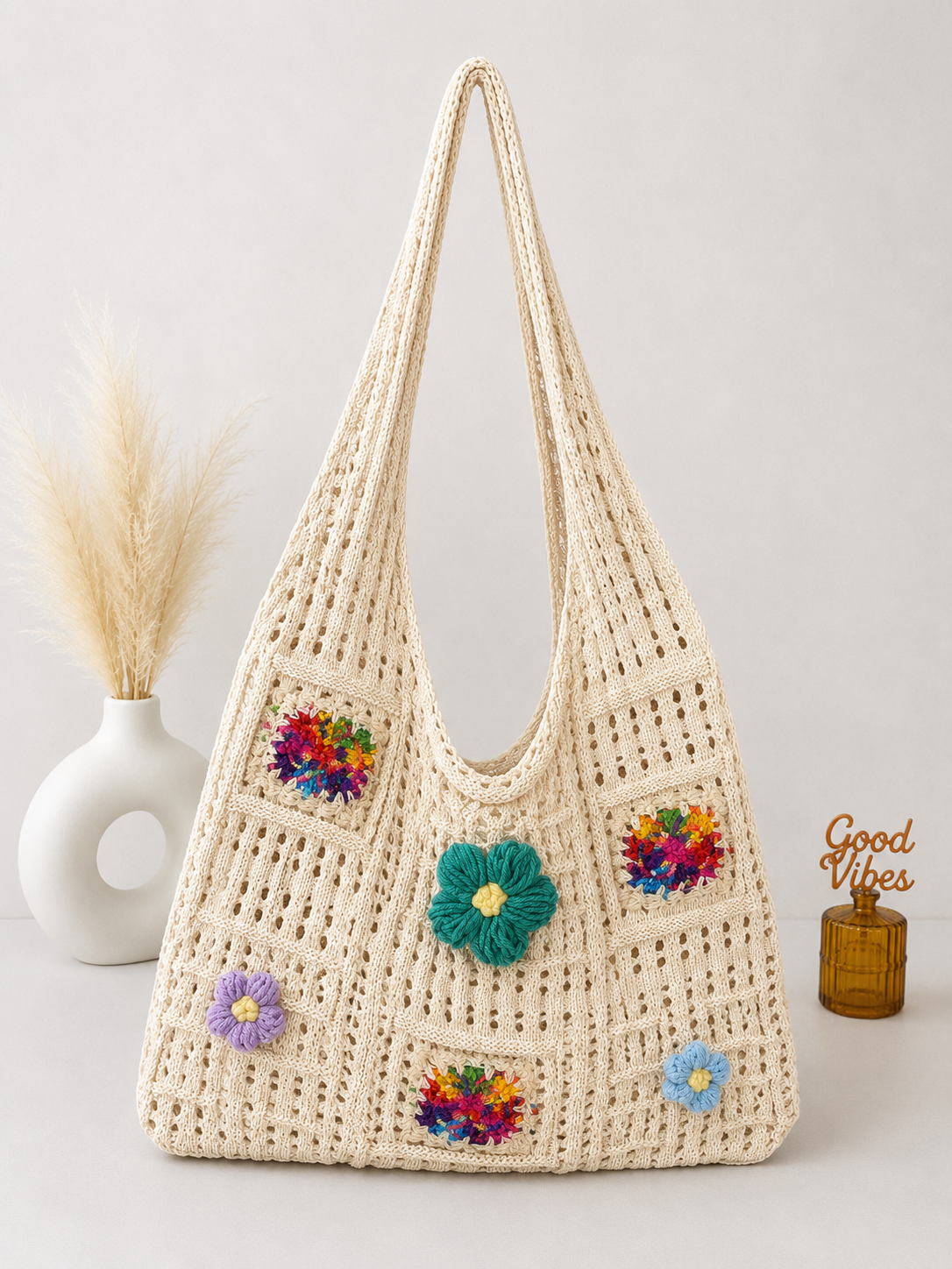 Maxi Bag Handmade Green Flower