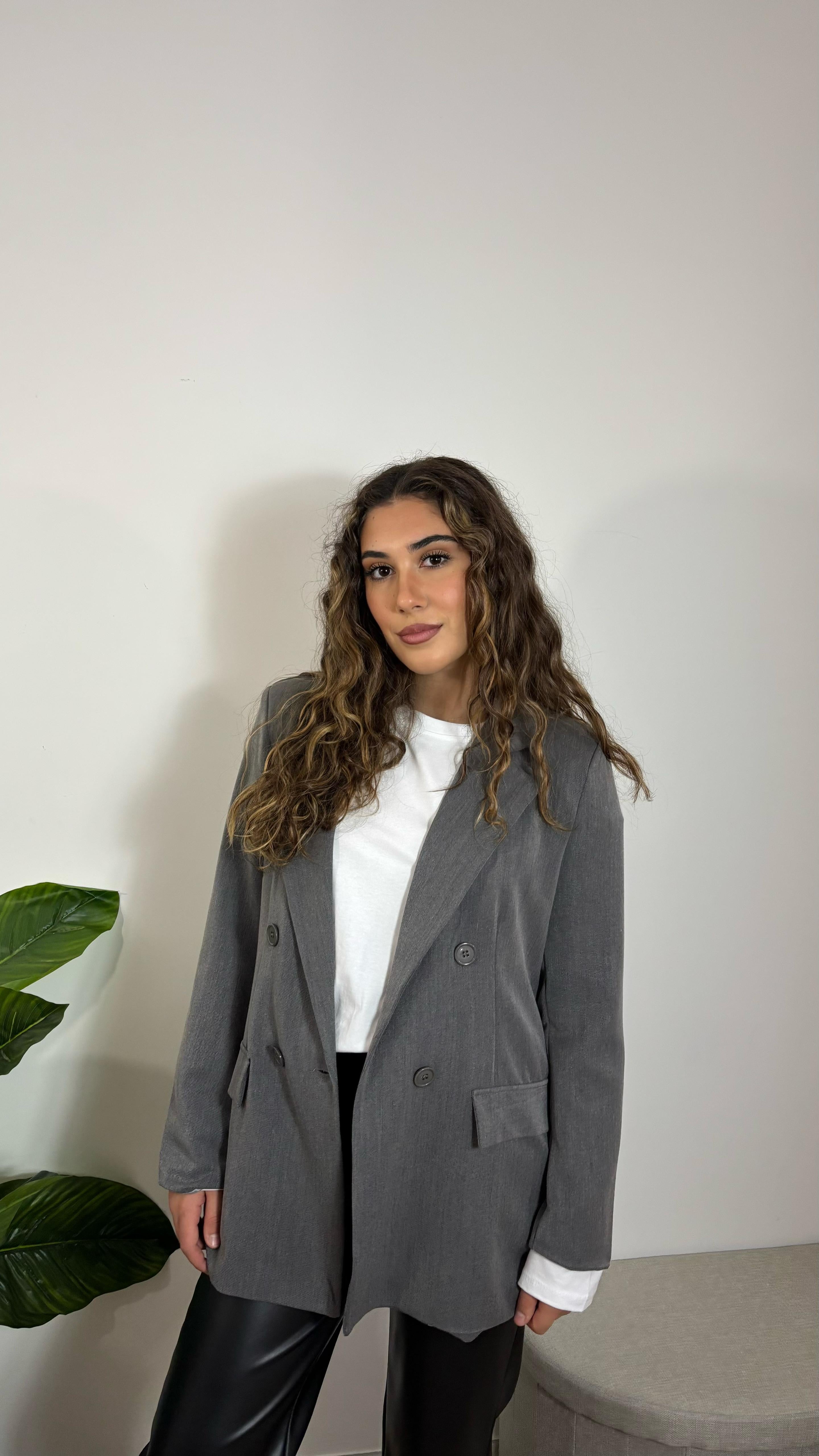 Giacca Doppiopetto Grigio Perla