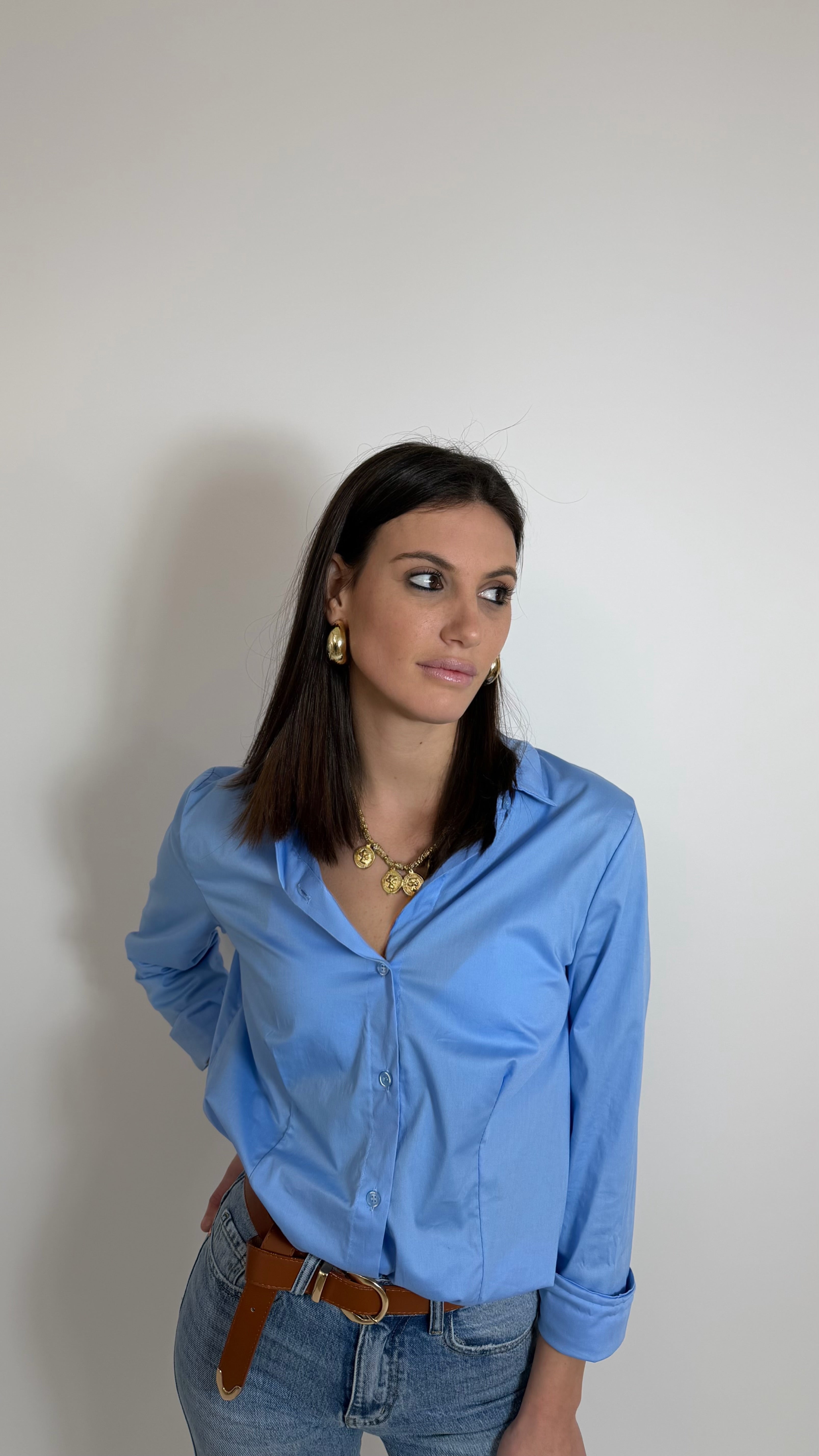 Camicia 100% cotone Celeste
