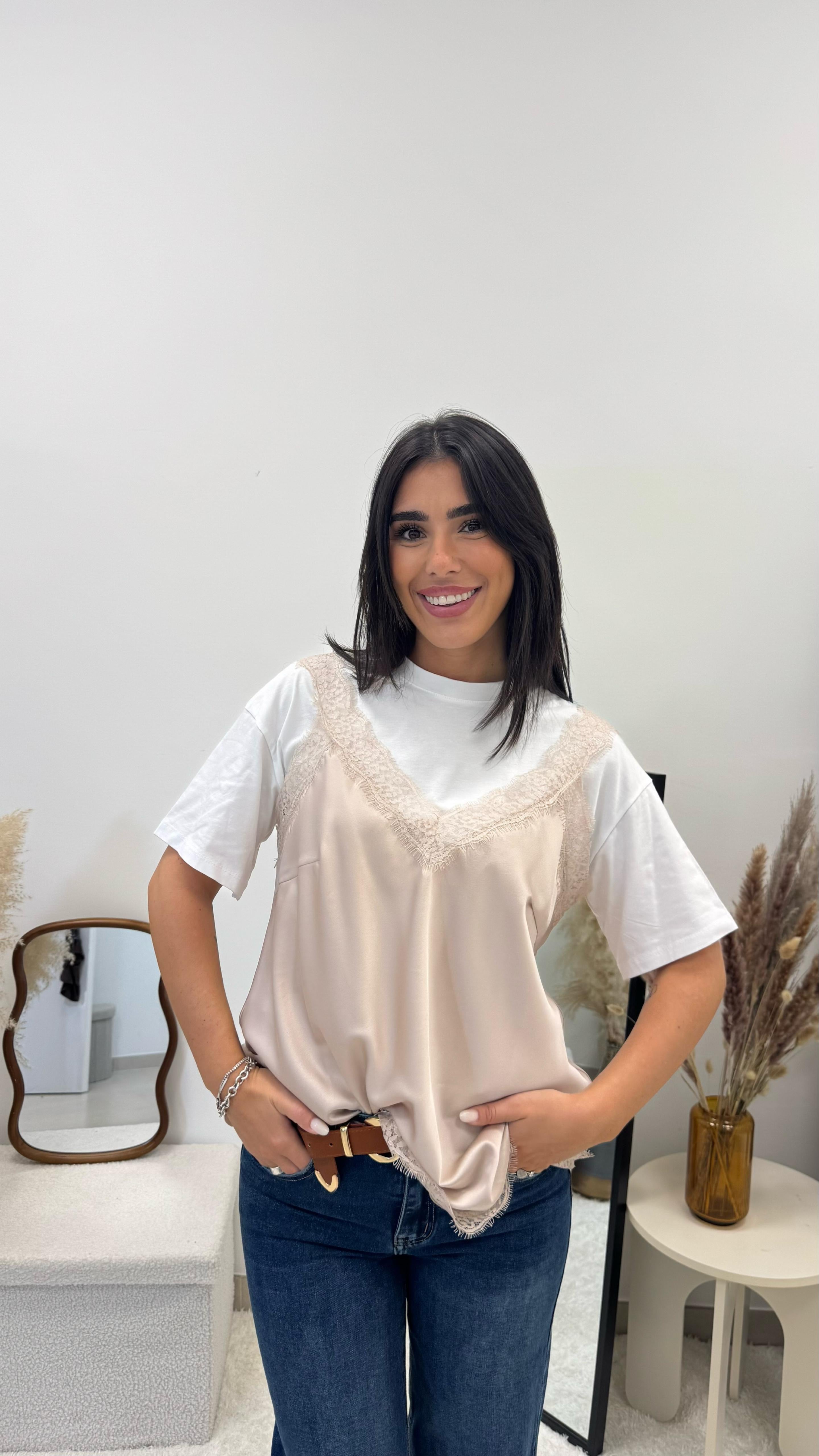 Top Silk&Lace Ecru