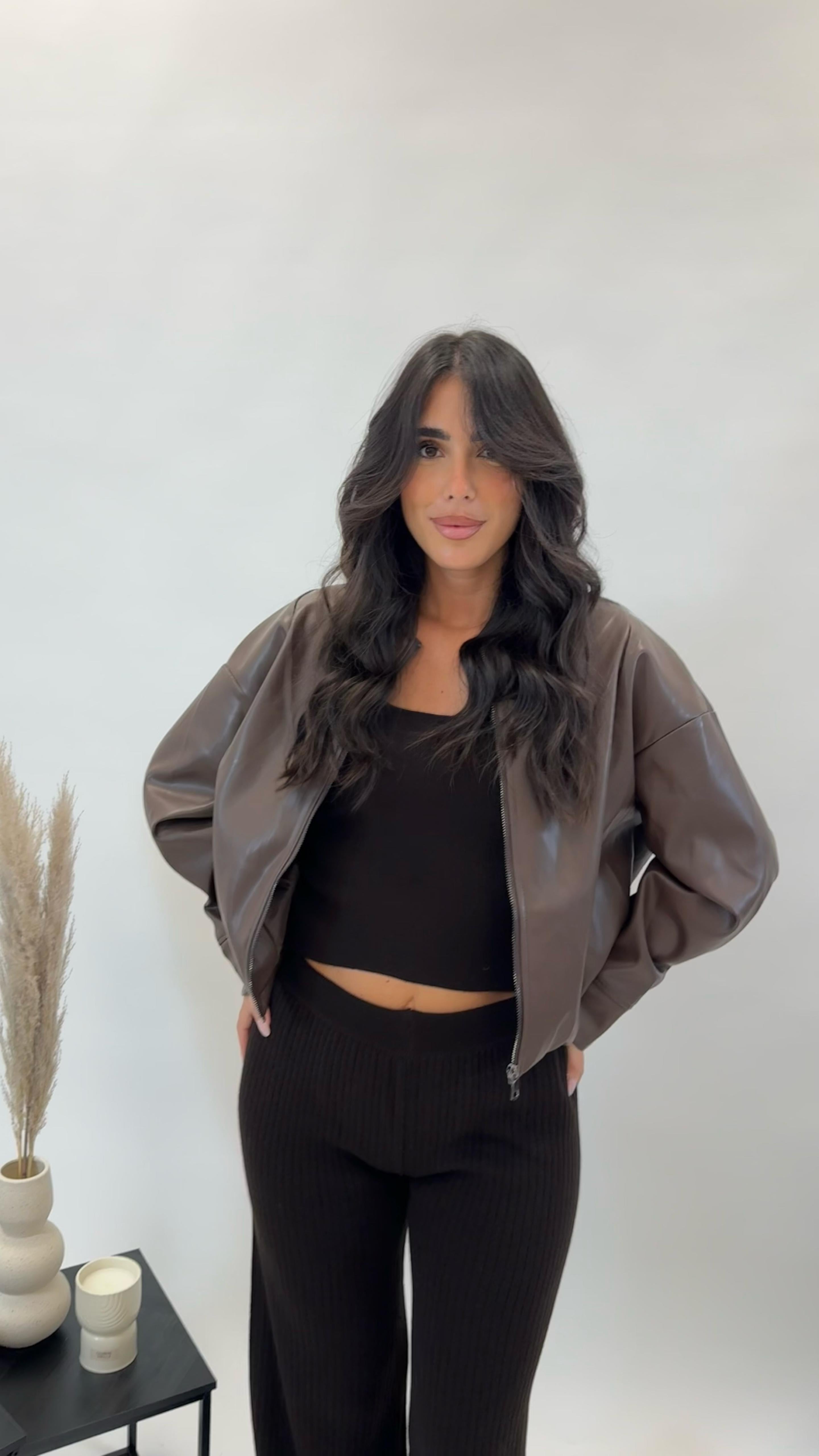 Set con Top in Maglia a Coste Choco