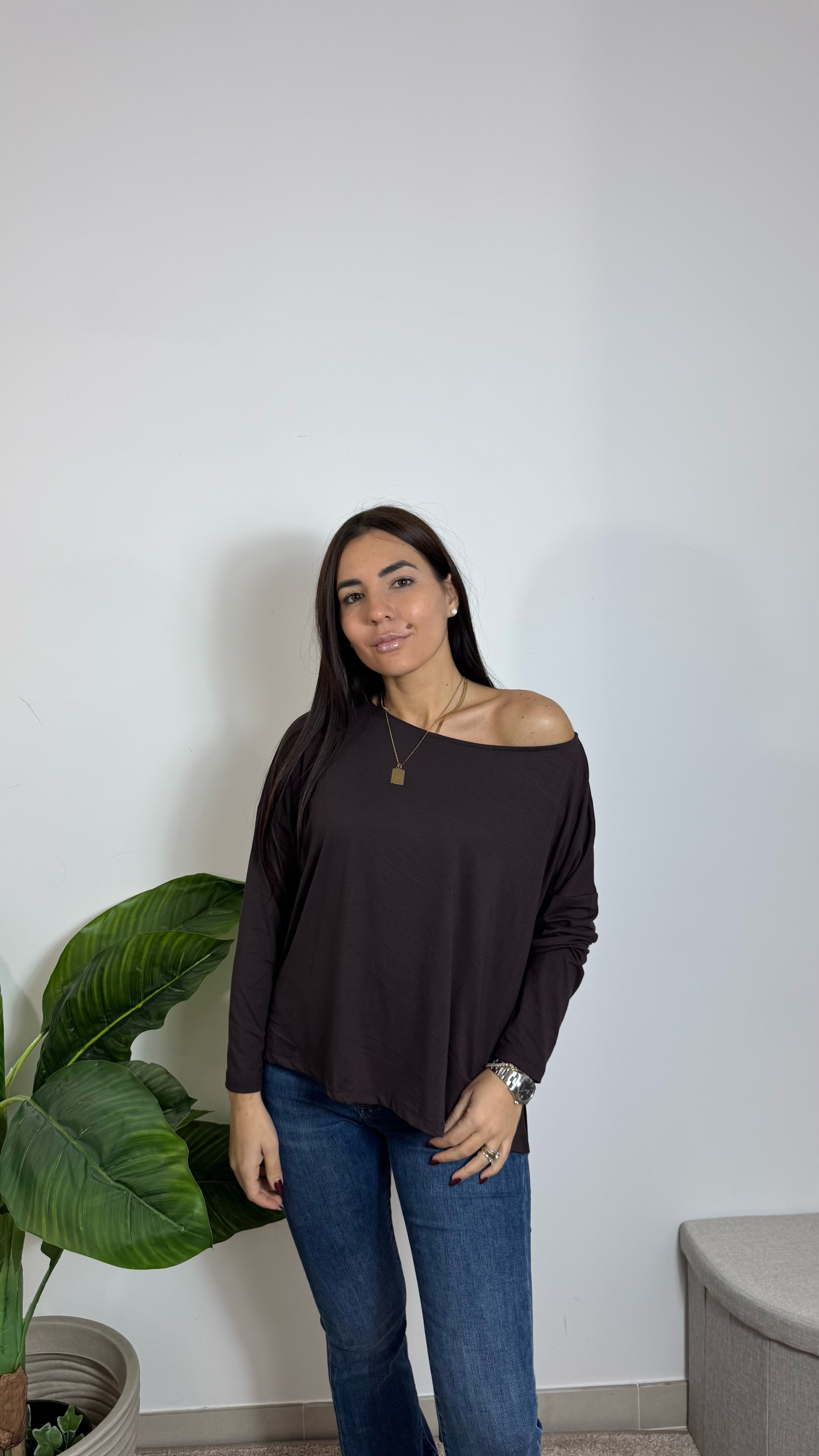 Maglia Over Basic Choco