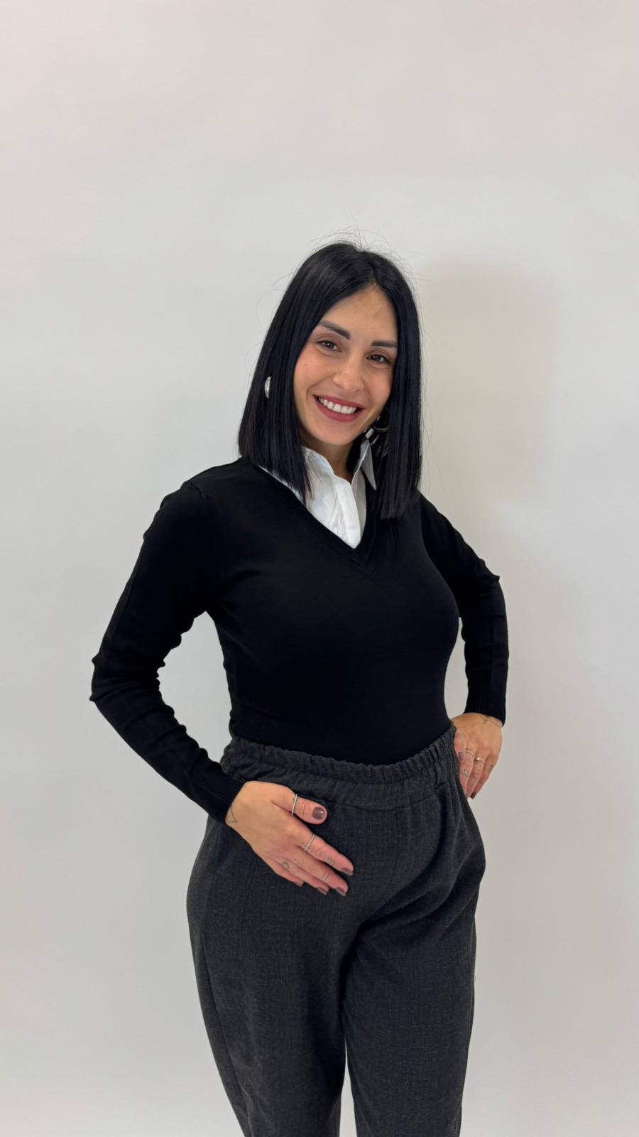 Pull Camicia Cucita Nero