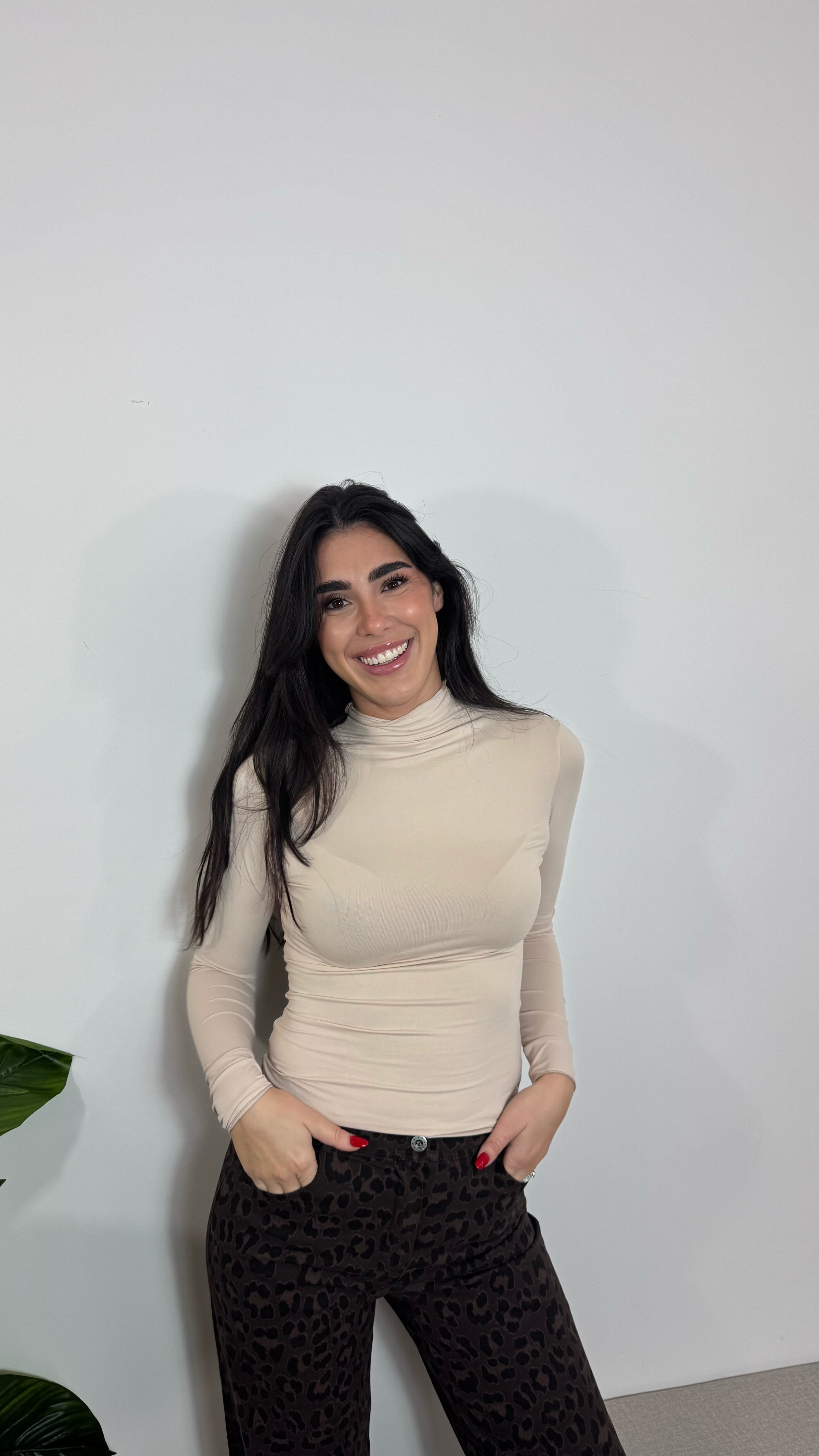 Maglia Basic Lycra Mezzo Collo Nude