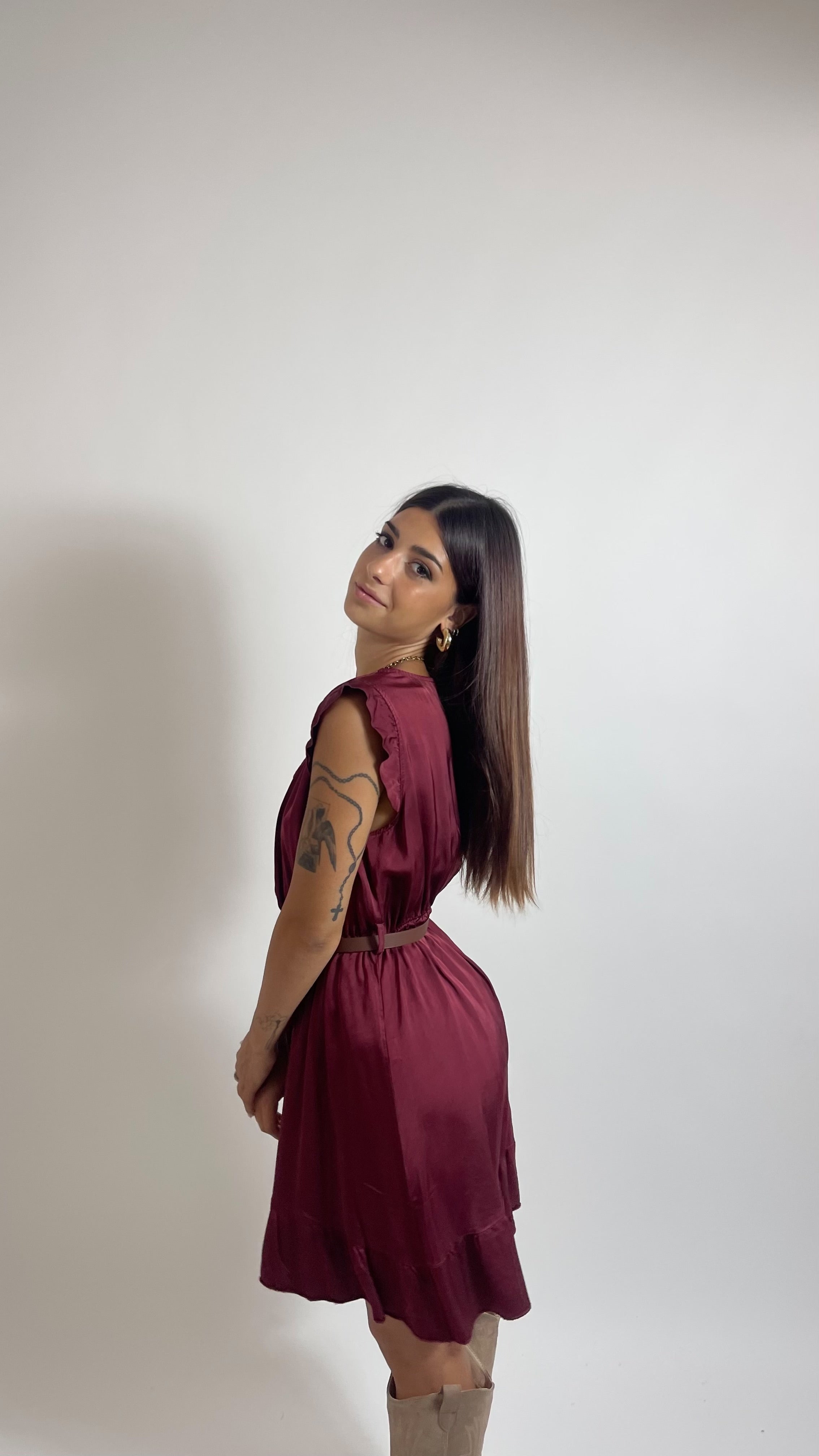 Mini Dress Soft Volant Rosso India