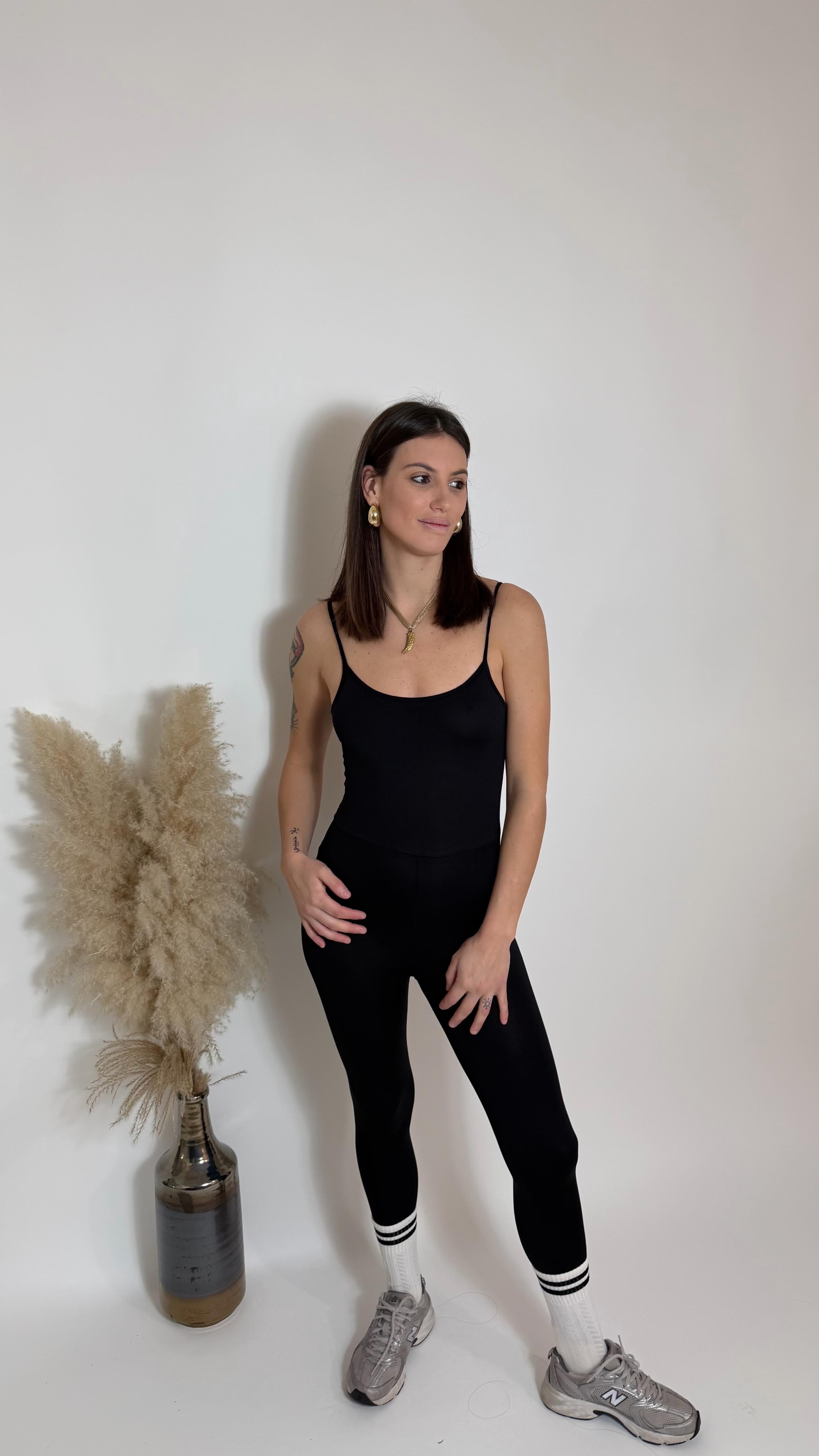 Jumpsuit Second Skin - Bretella Sottile - Sigaretta / Nera