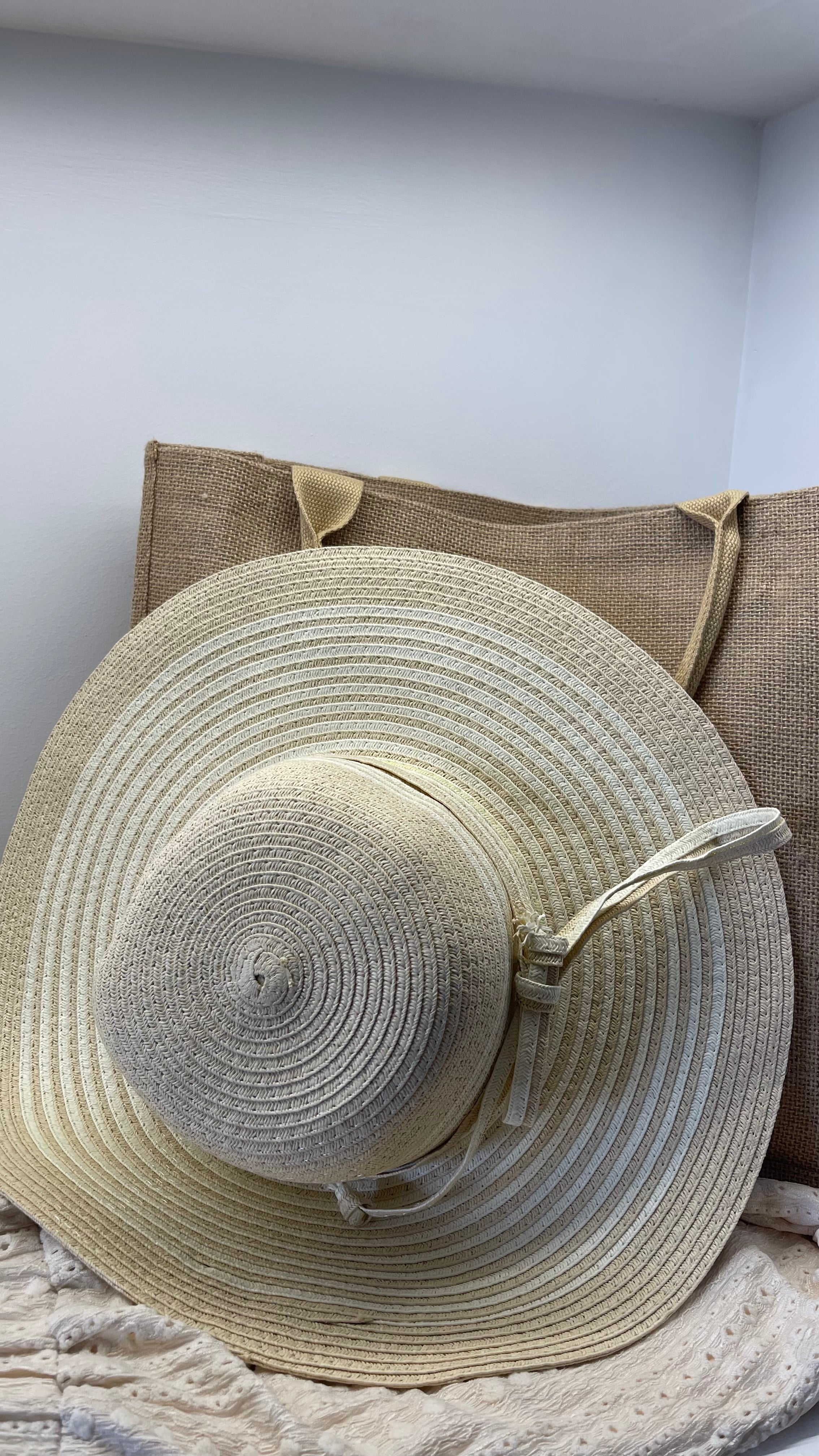 Cappello Rafia Falda Larga Stripes