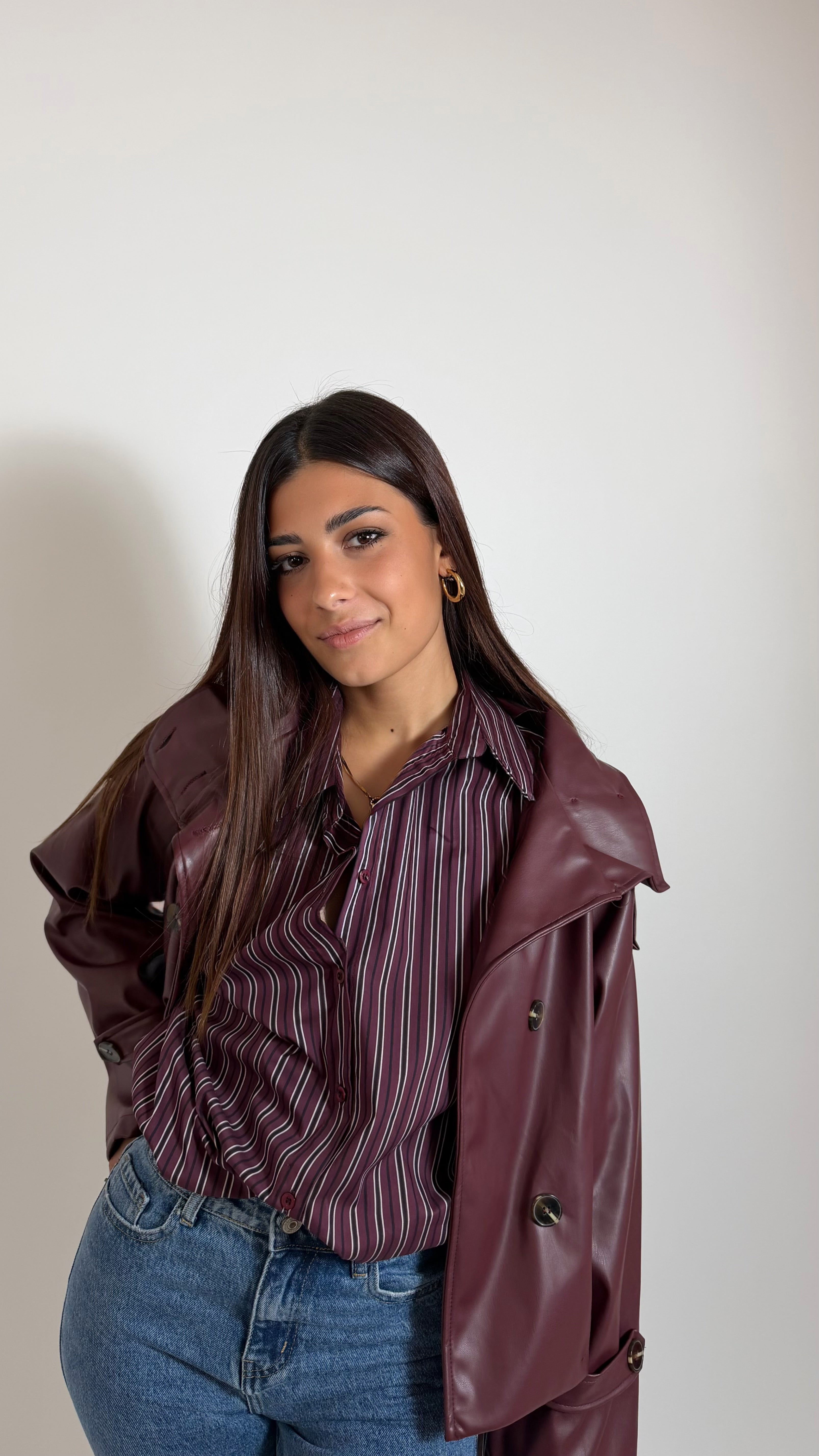 Mini Trench Ecopelle Burgundy