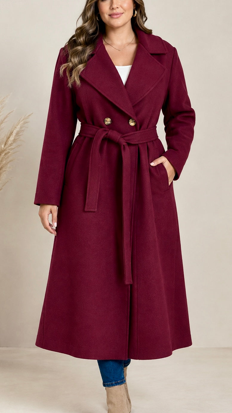 Coat con Cinta Burgundy