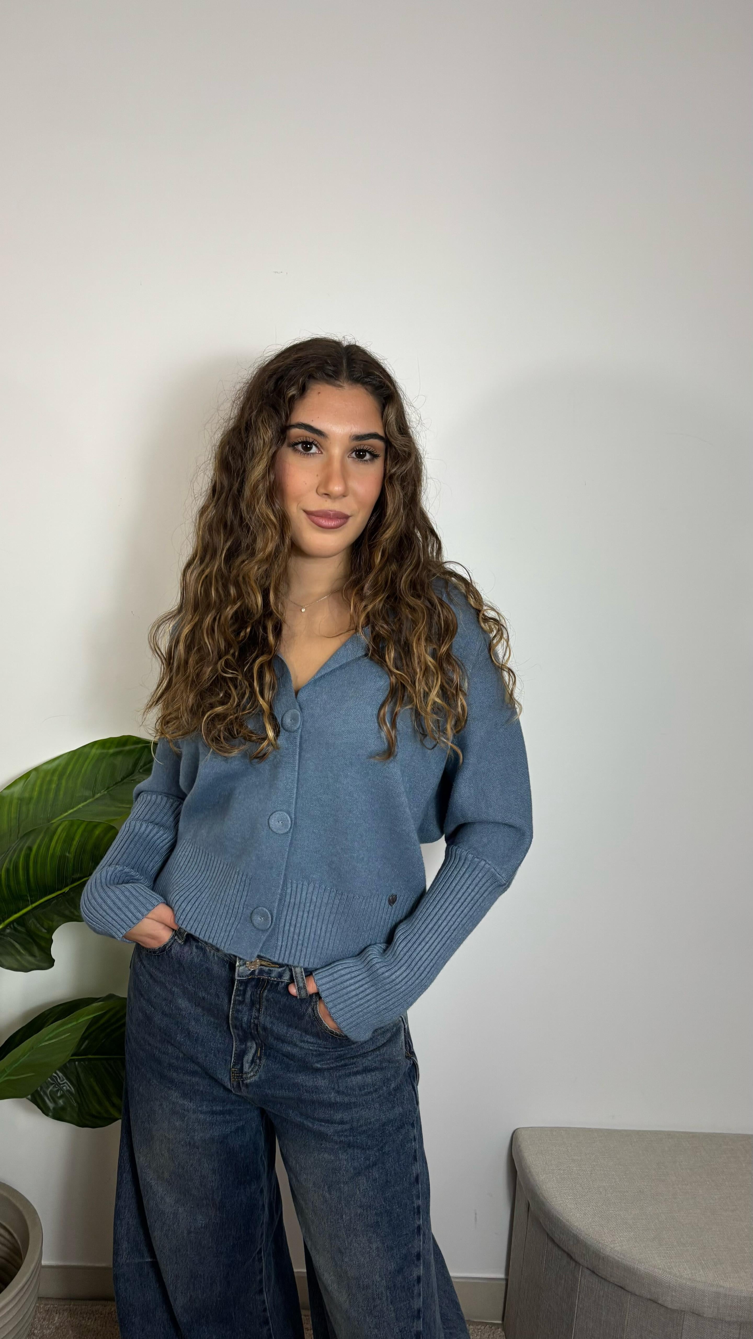 Pull Polo In Maglia Ceruleo