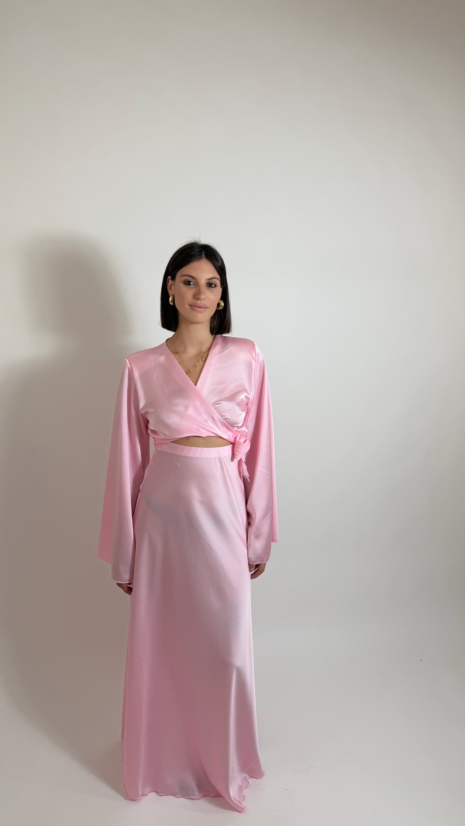 Set Silk Top & Skirt Rosa