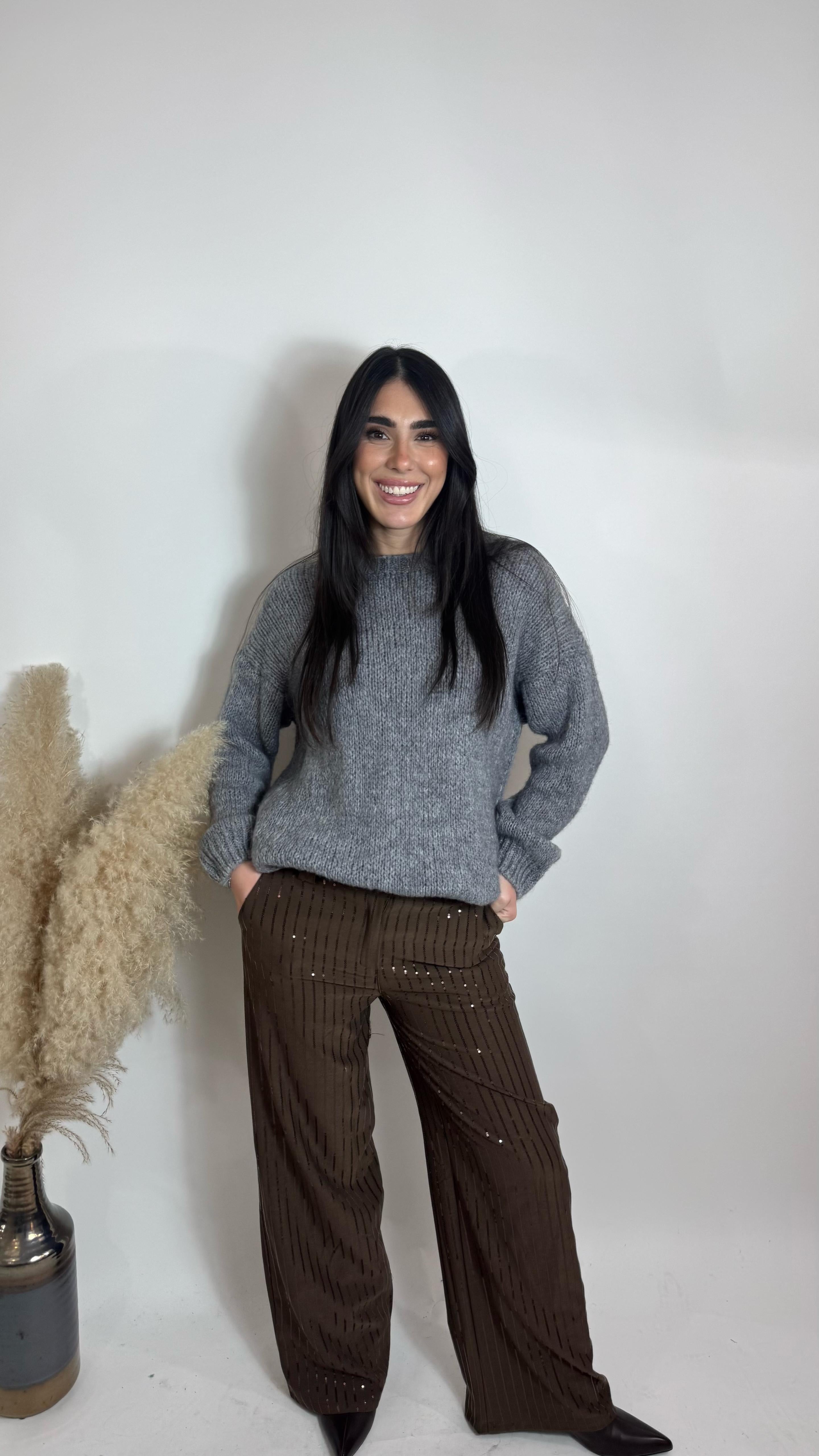 Pantalone Shine Tessuto Classico Choco