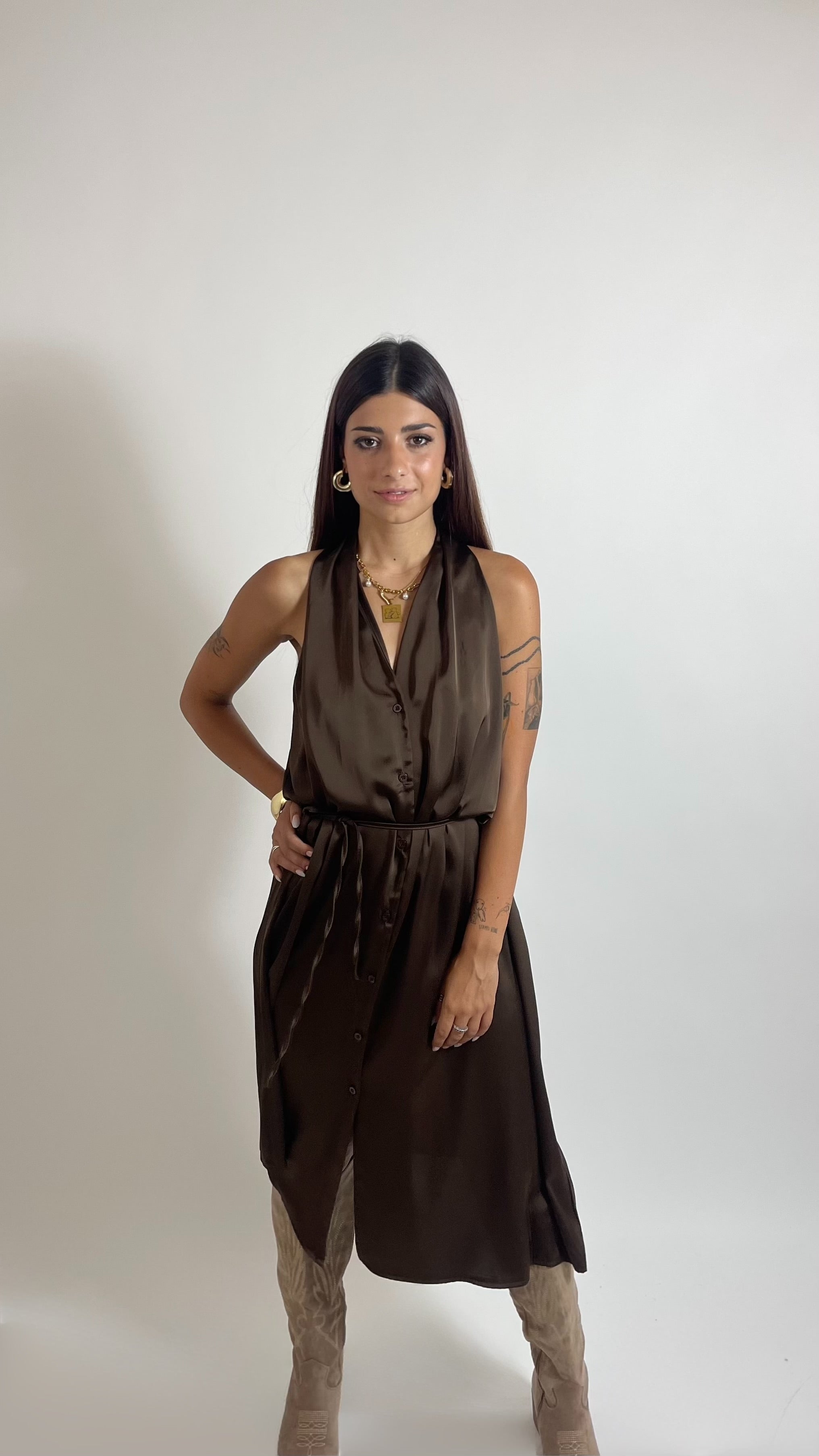 Abito Satin Flow Choco