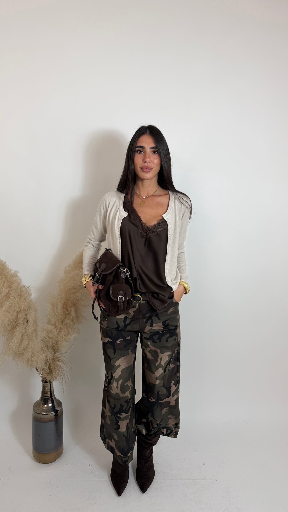 Pantalone Camou Wide Leg
